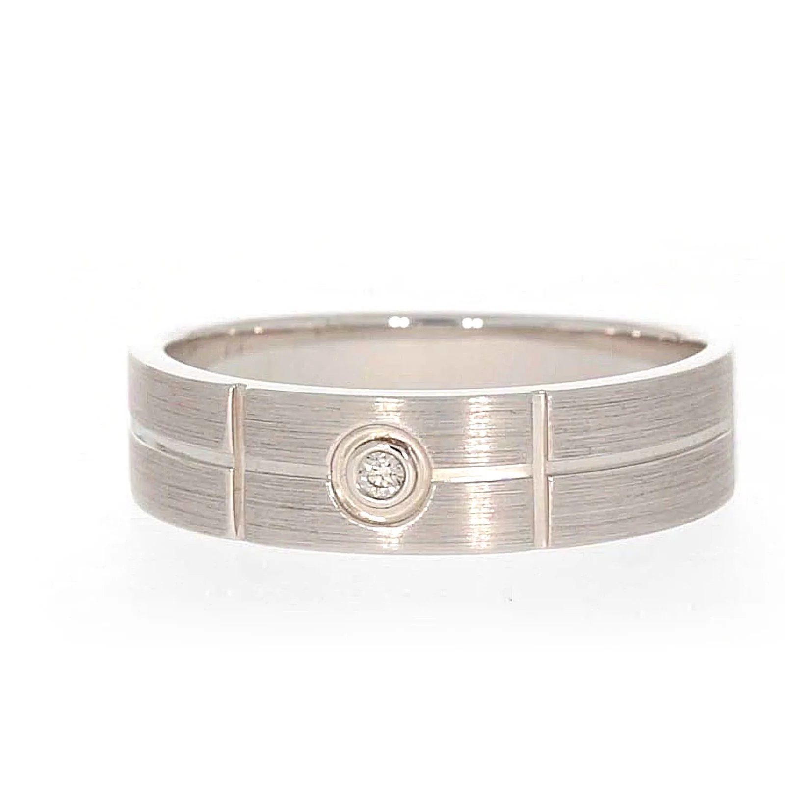 Sterling Silver Diamond Set Six Grid Design Mens Ring - Image 2