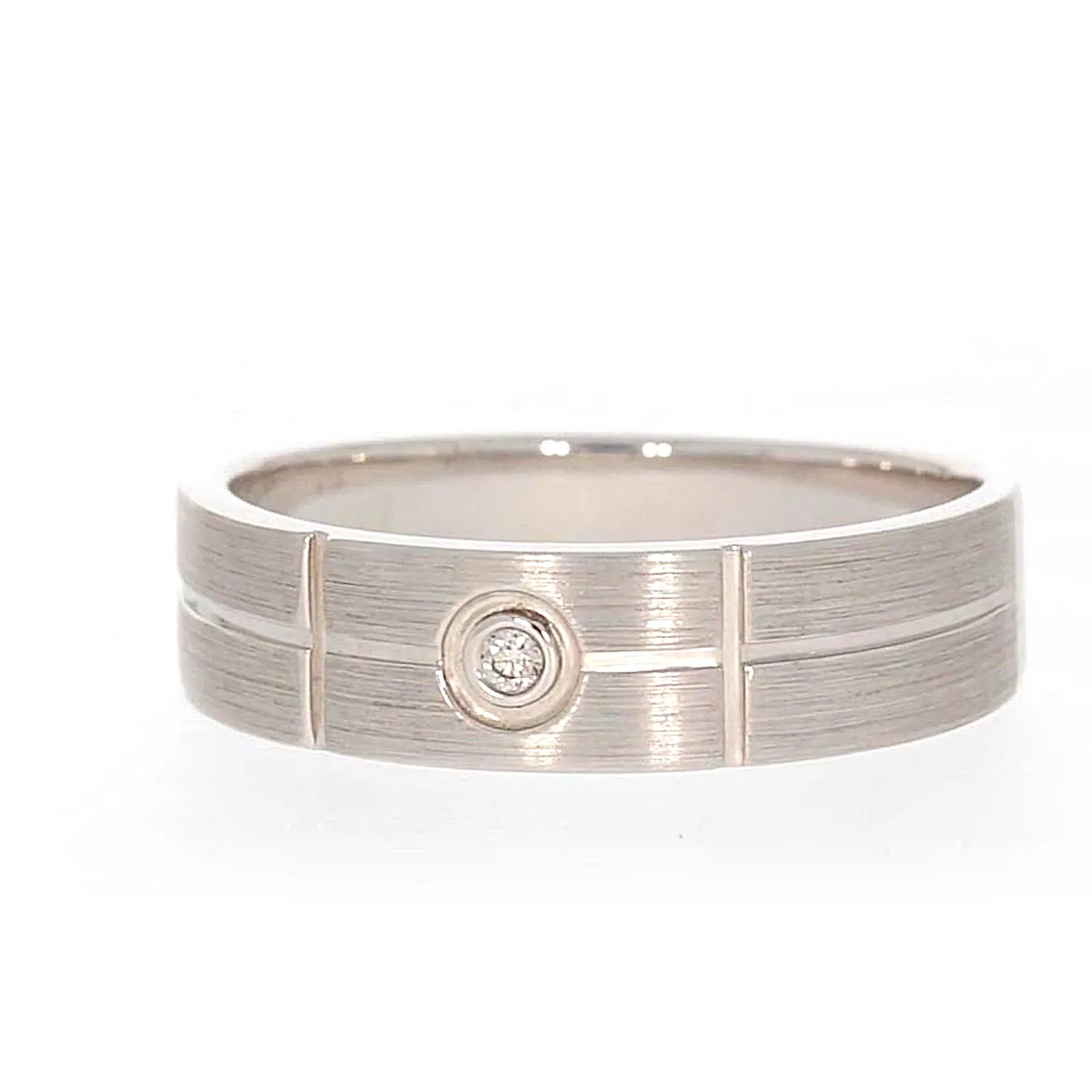 Sterling Silver Diamond Set Six Grid Design Mens Ring - Image 3