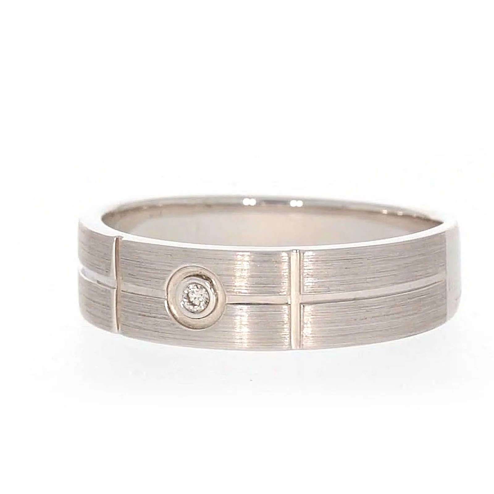 Sterling Silver Diamond Set Six Grid Design Mens Ring - Image 5