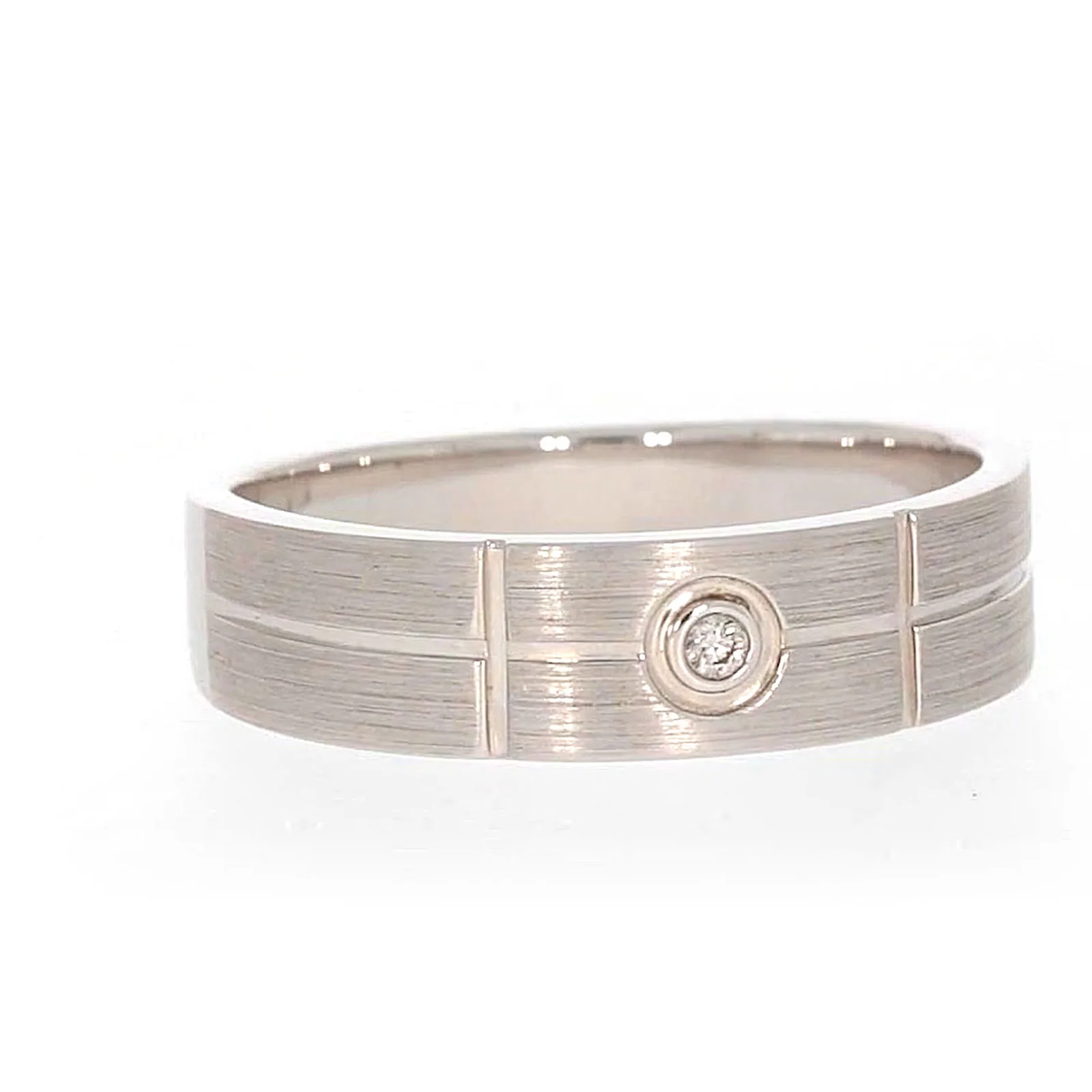 Sterling Silver Diamond Set Six Grid Design Mens Ring - Image 72