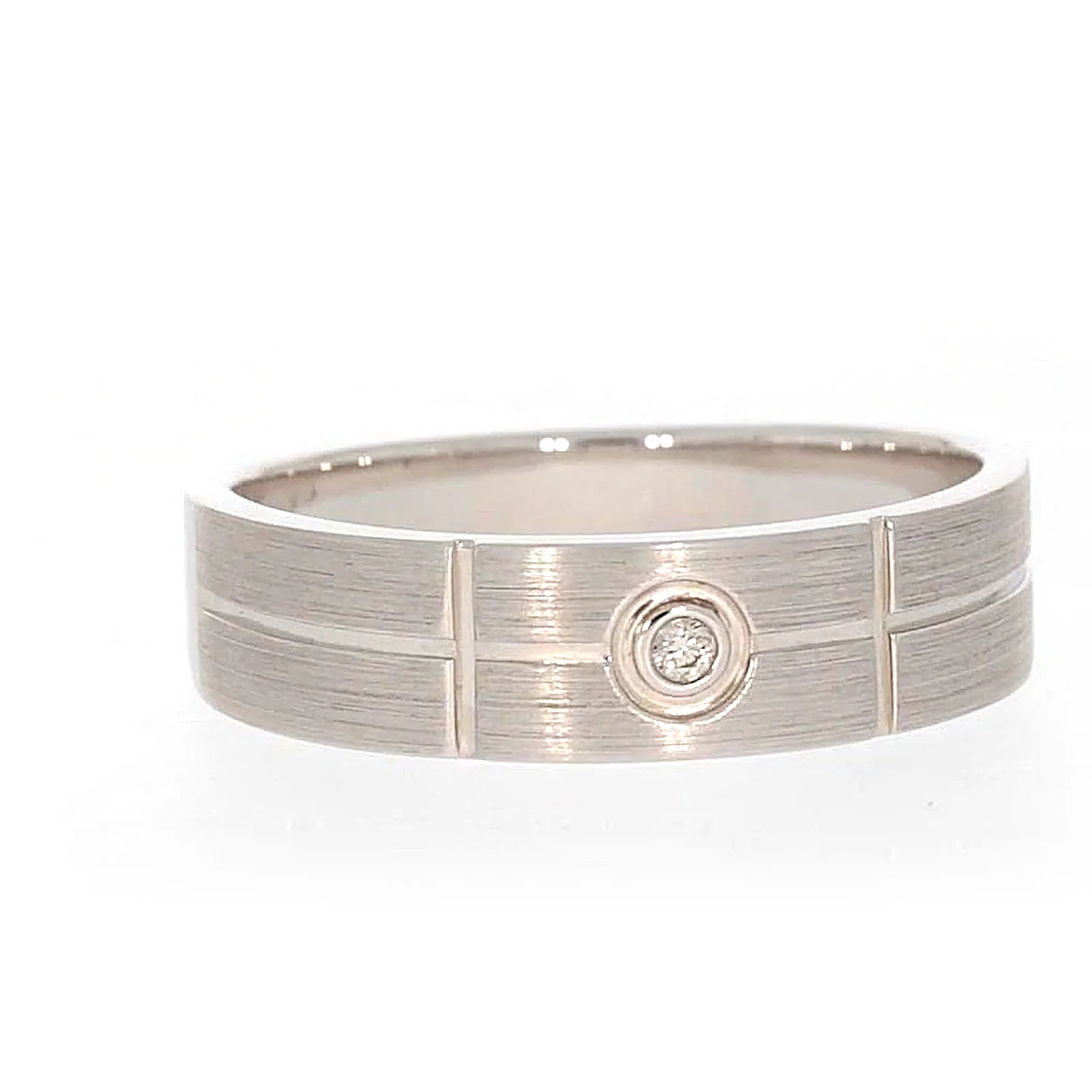 Sterling Silver Diamond Set Six Grid Design Mens Ring - Image 73