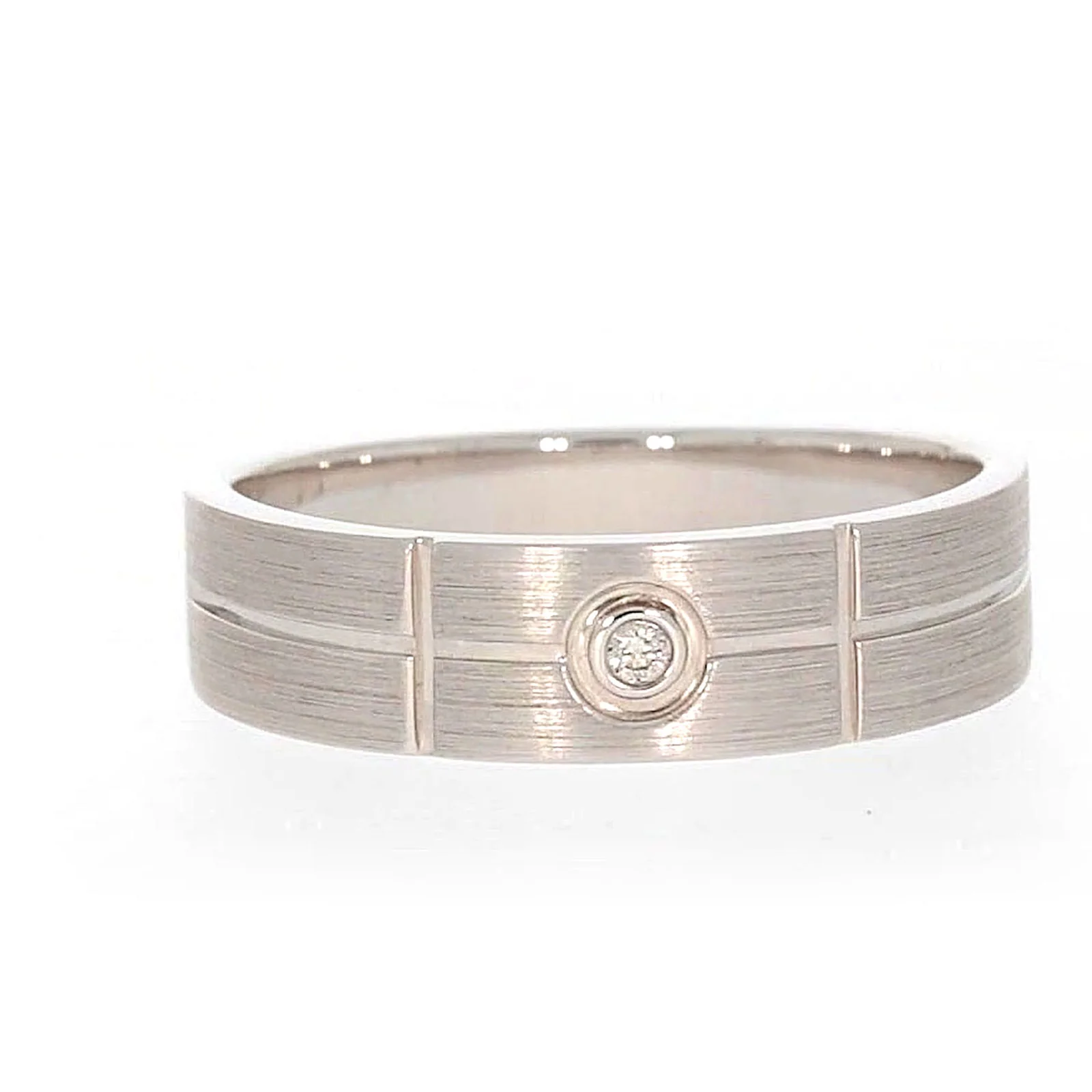 Sterling Silver Diamond Set Six Grid Design Mens Ring - Image 74