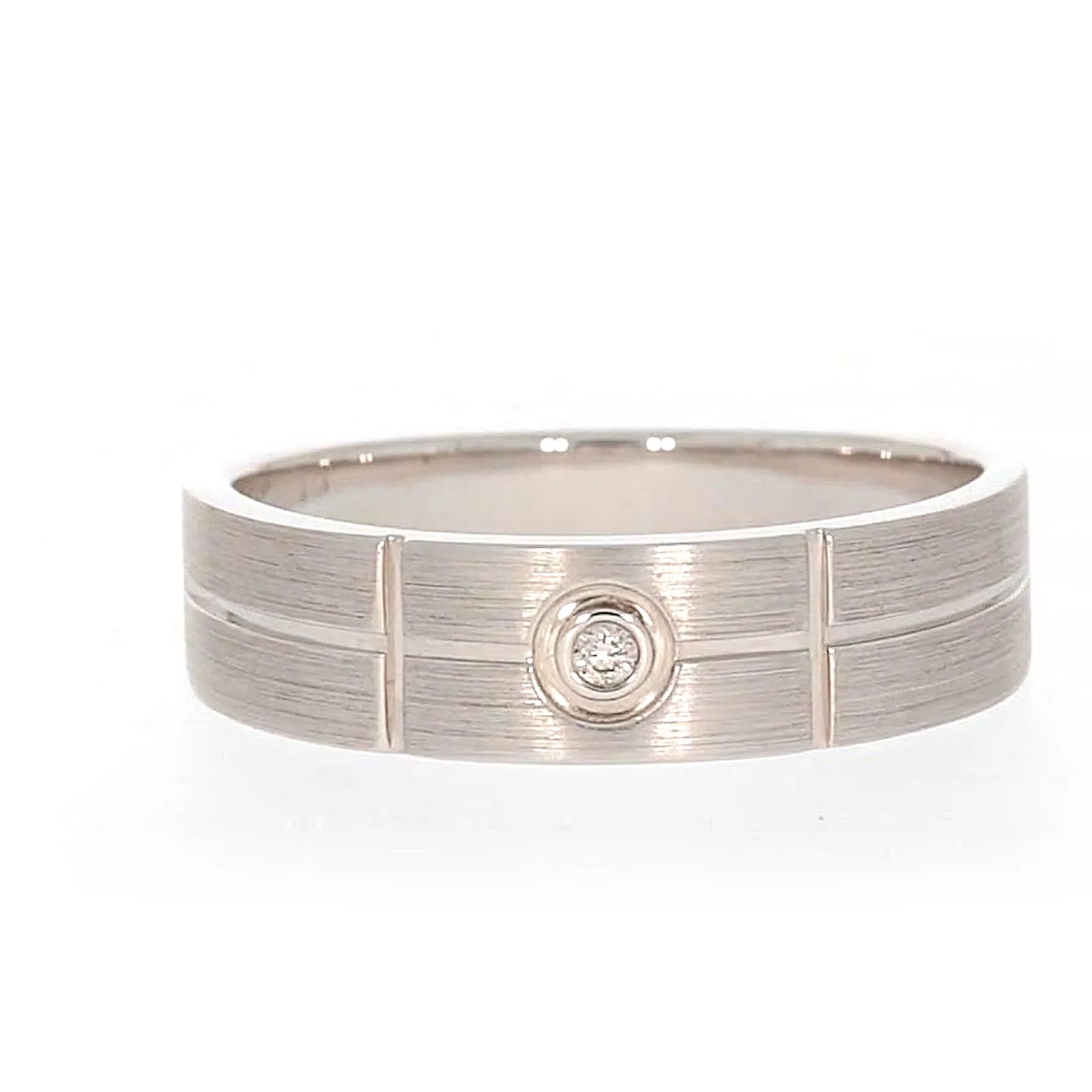 Sterling Silver Diamond Set Six Grid Design Mens Ring - Image 75