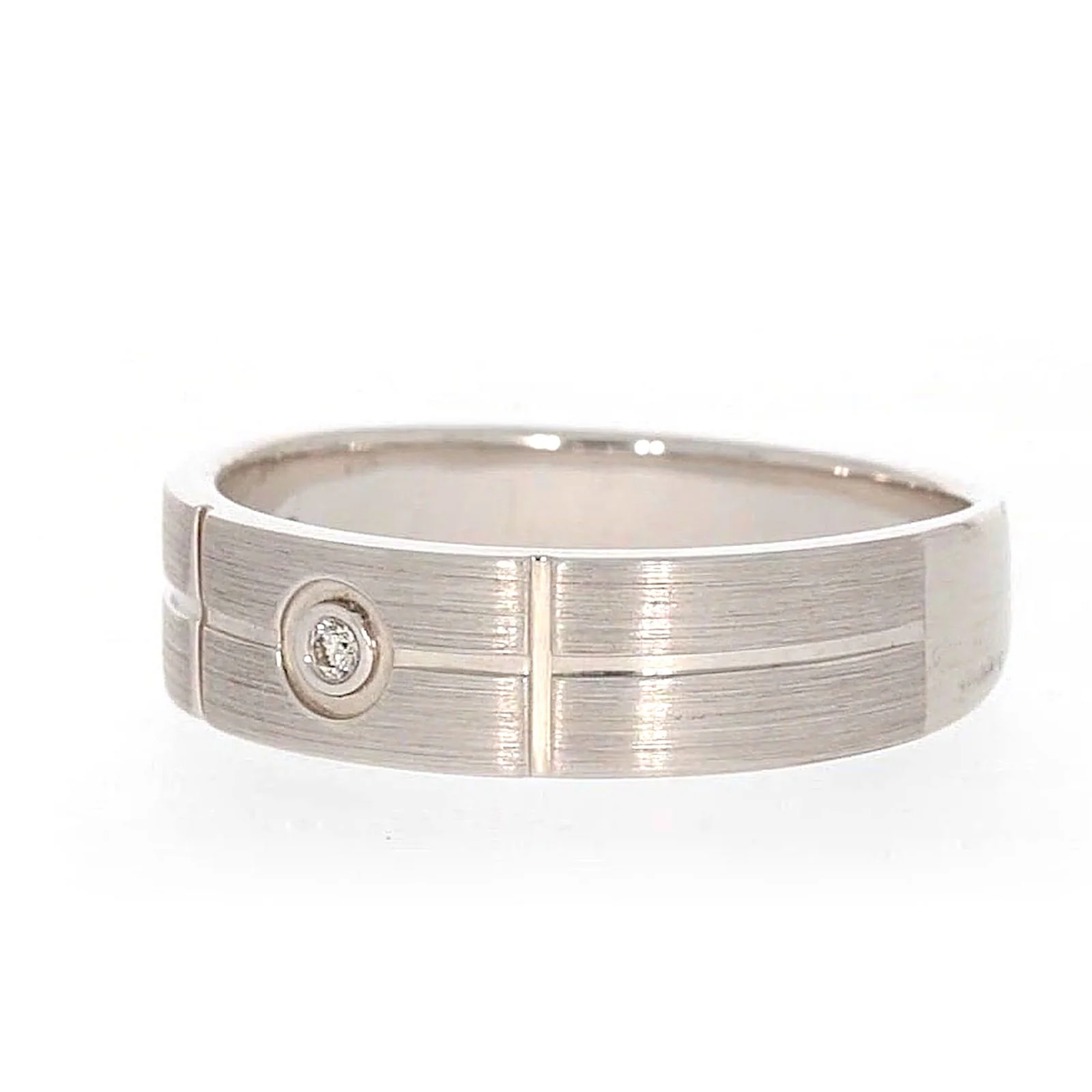 Sterling Silver Diamond Set Six Grid Design Mens Ring - Image 8