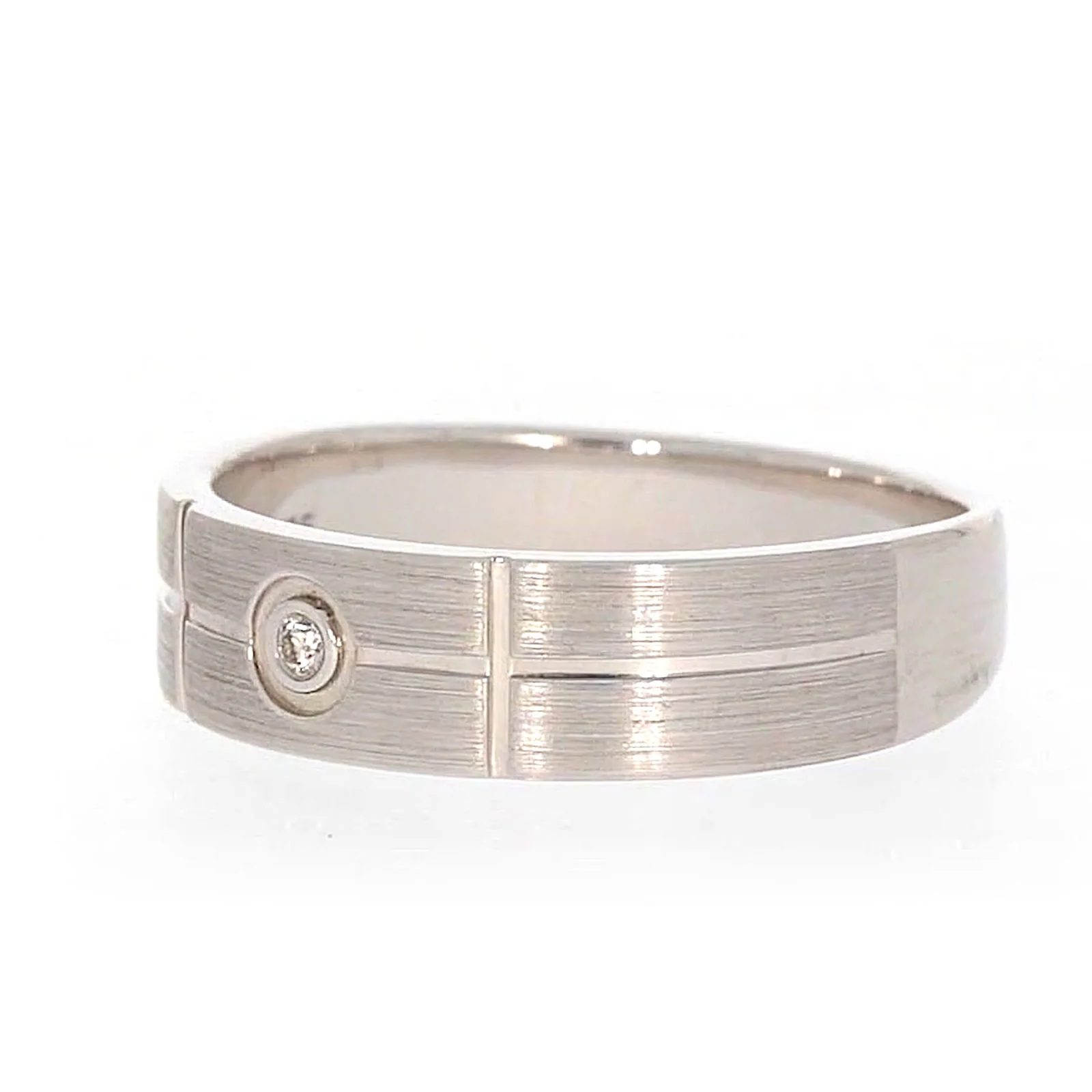 Sterling Silver Diamond Set Six Grid Design Mens Ring - Image 9