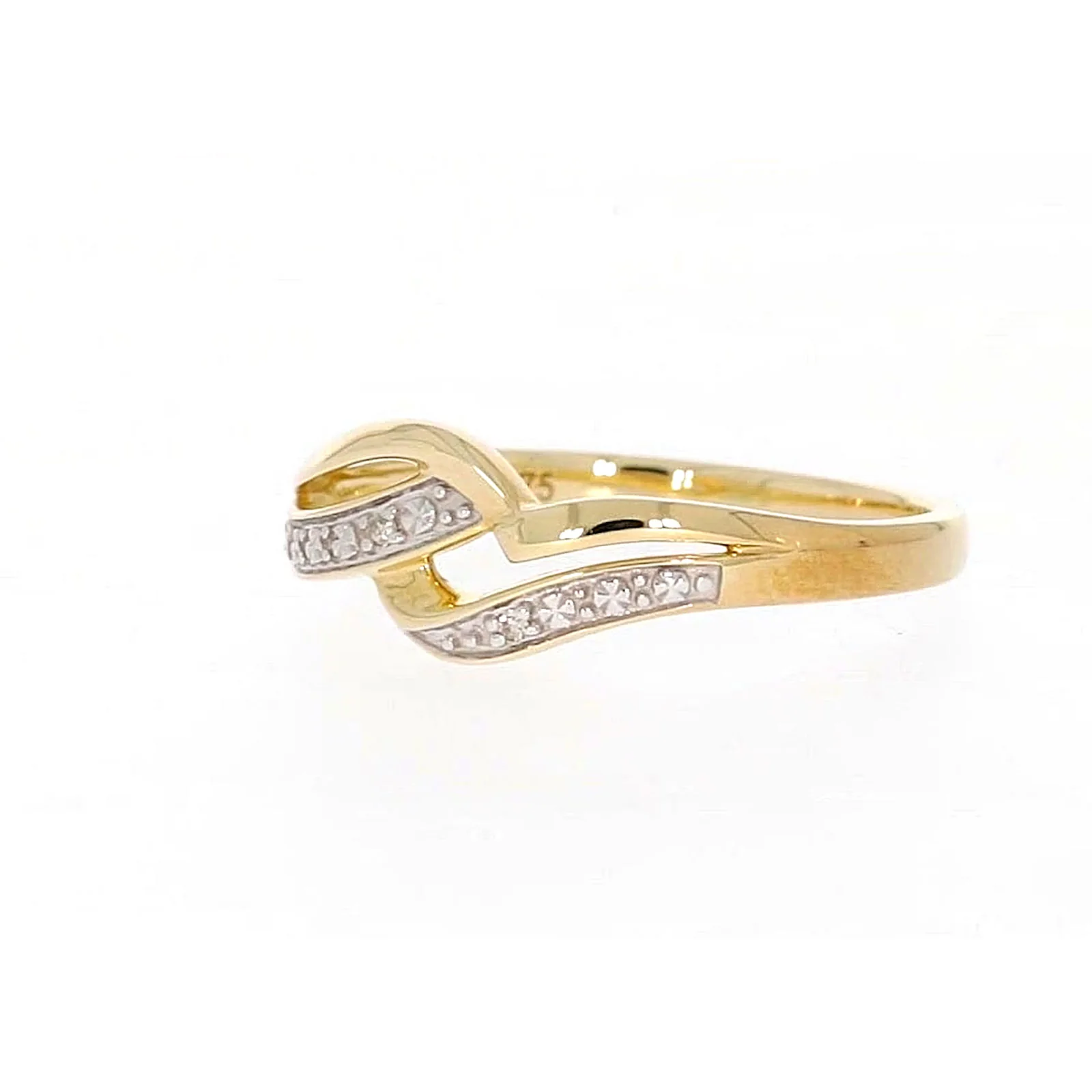 9ct Yellow Gold & Diamond Set Wave Ring - Image 11
