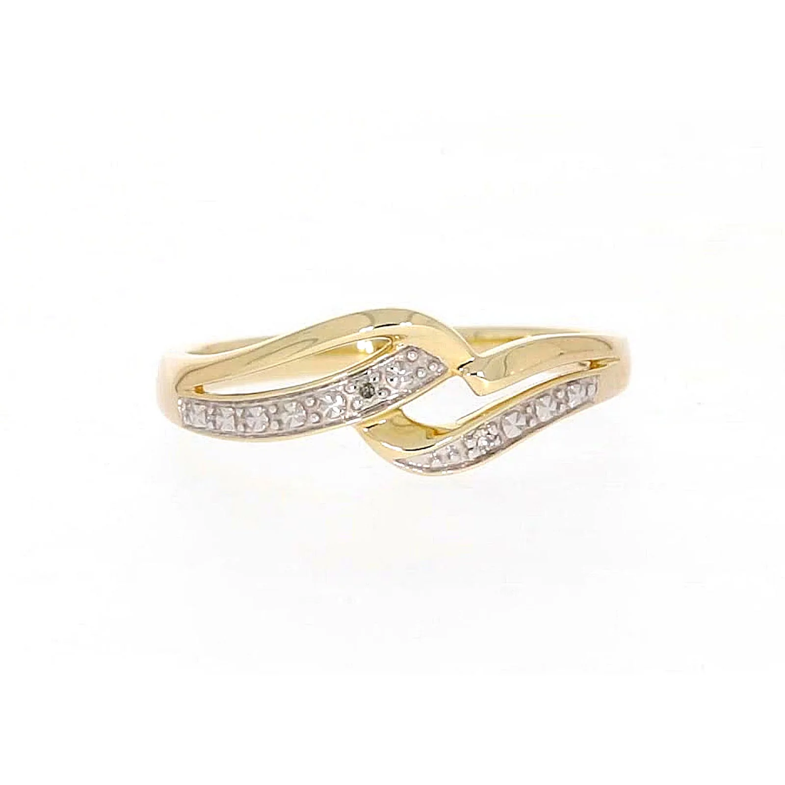 9ct Yellow Gold & Diamond Set Wave Ring - Image 2
