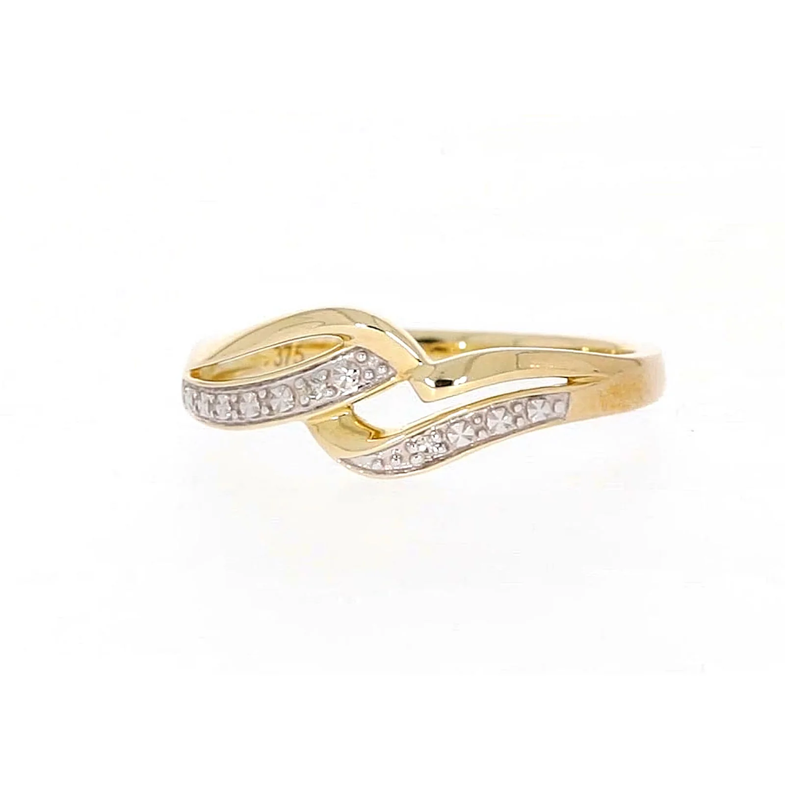 9ct Yellow Gold & Diamond Set Wave Ring - Image 7