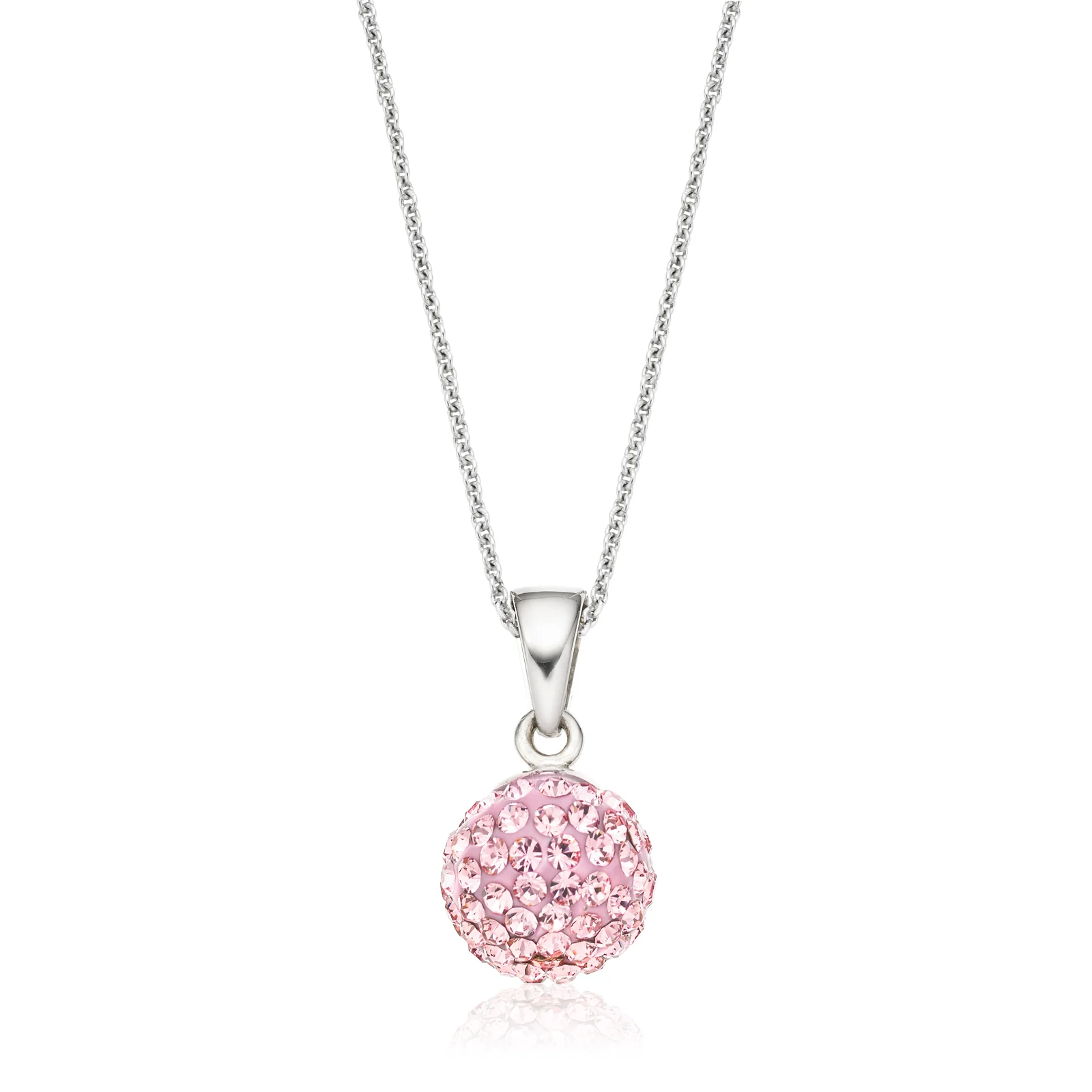 Eclipse Sterling Silver Ball Necklace Made with Austrian Crystals Pendant