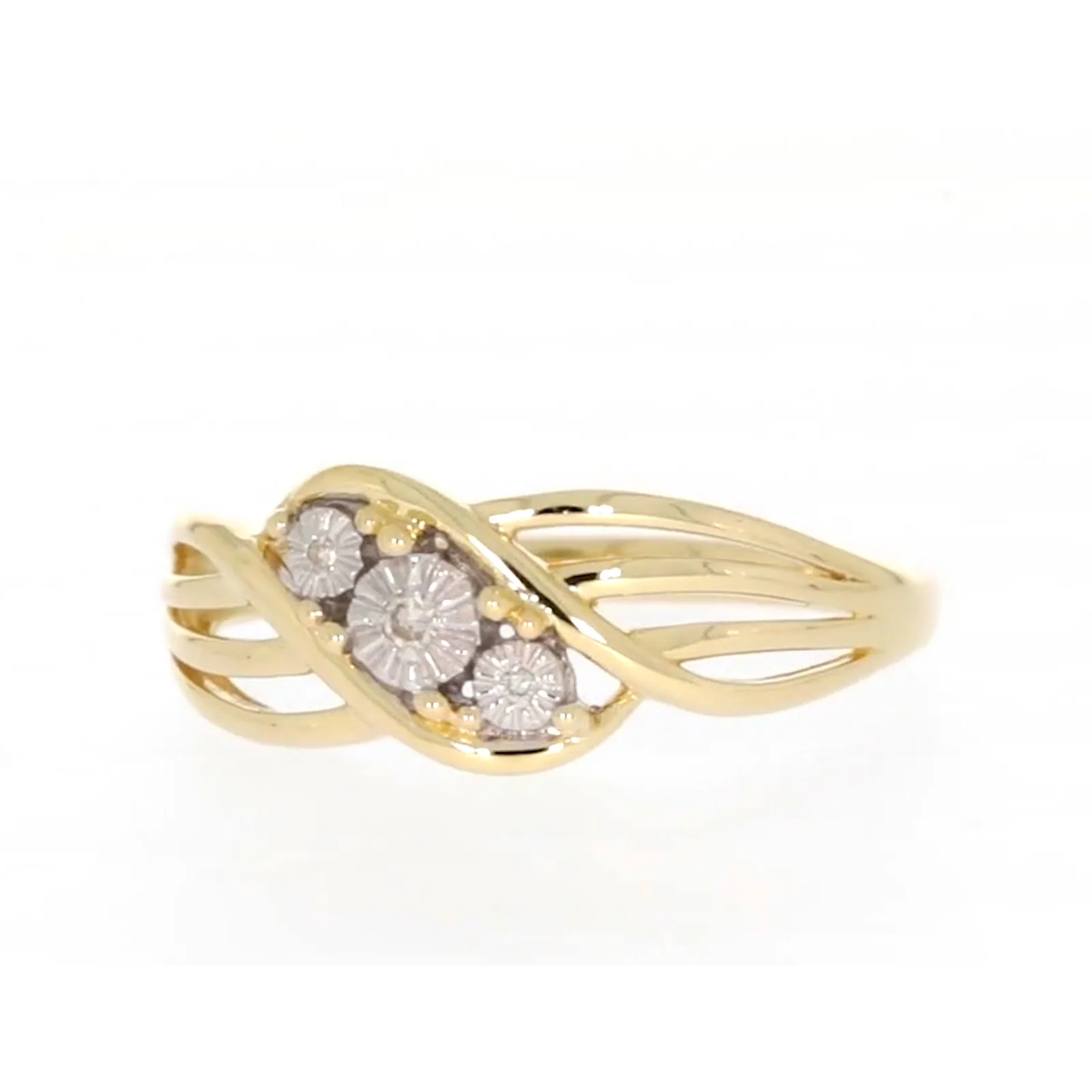 9ct Yellow Gold & Diamond Set Ring - Image 4