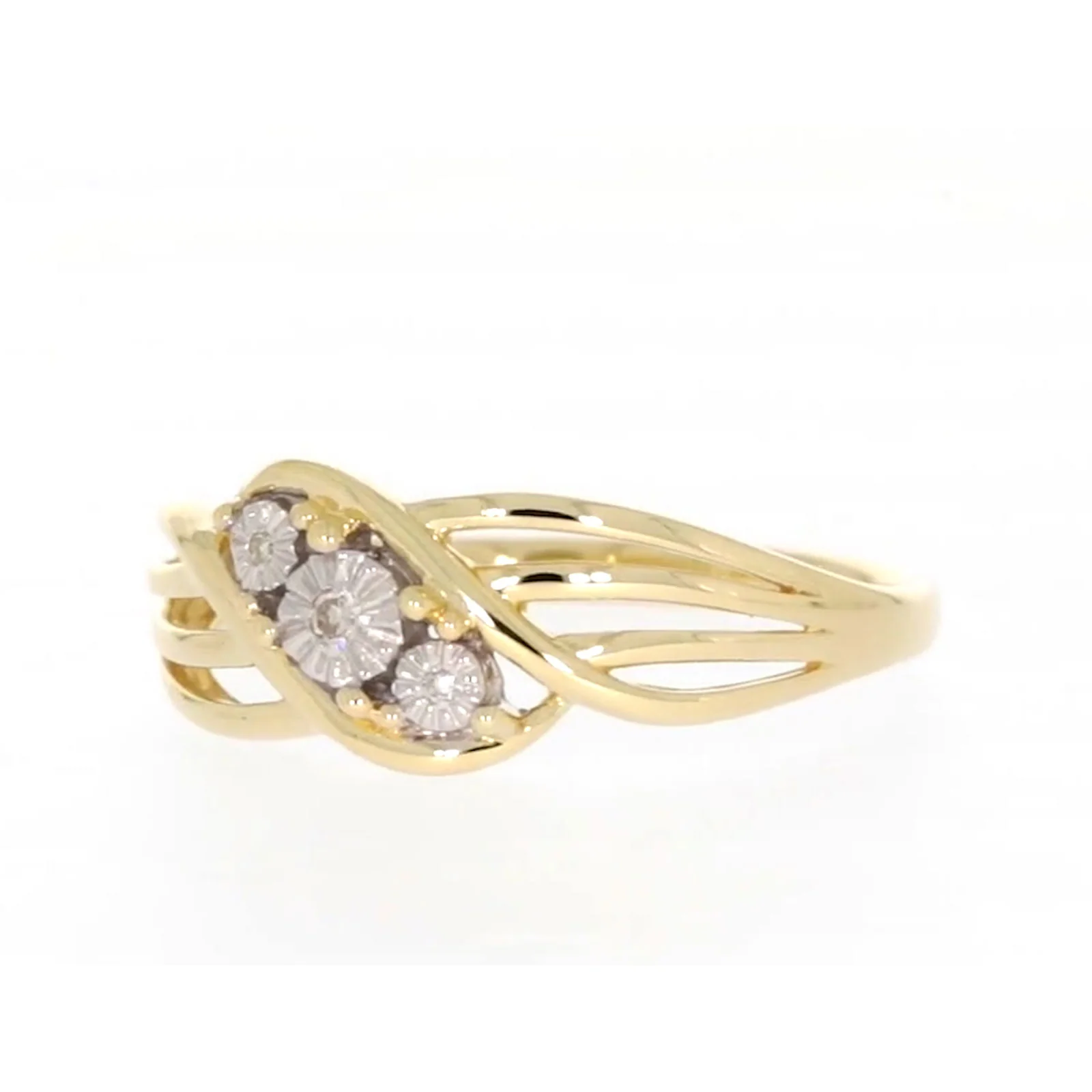 9ct Yellow Gold & Diamond Set Ring - Image 6