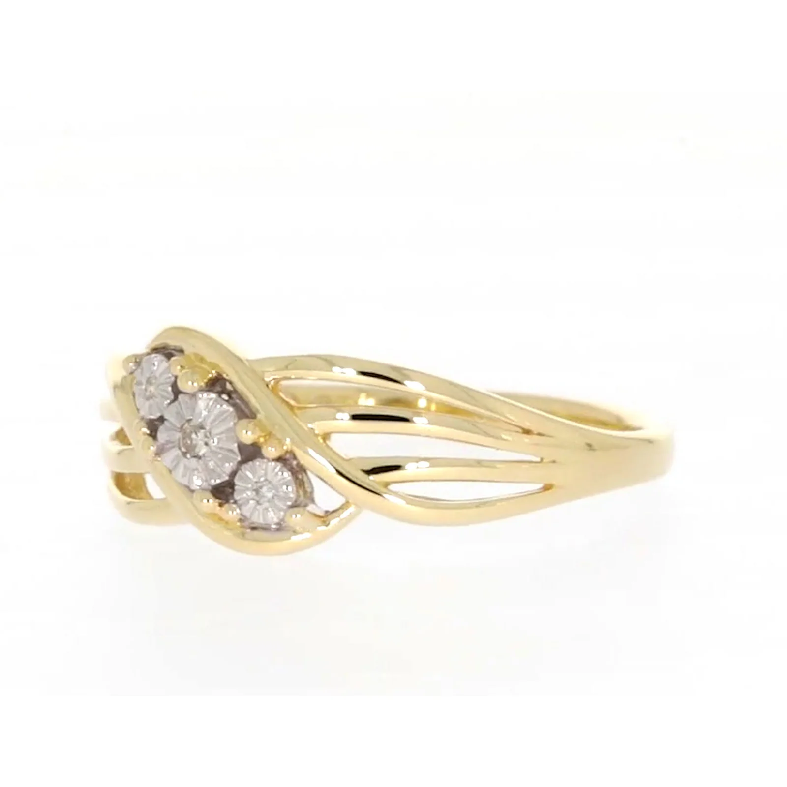 9ct Yellow Gold & Diamond Set Ring - Image 8