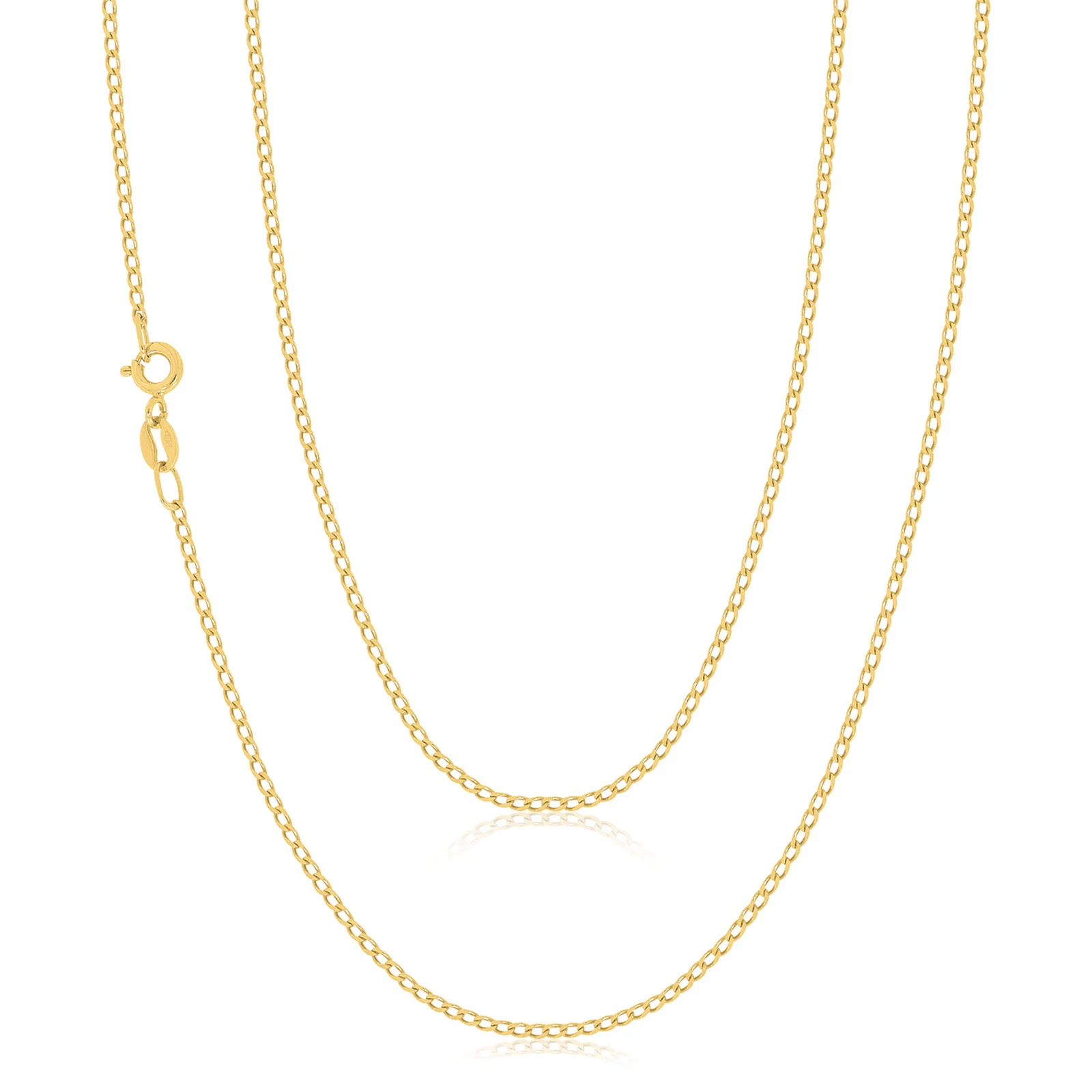 9ct Yellow Gold 45cm Diacut Long Curb Chain