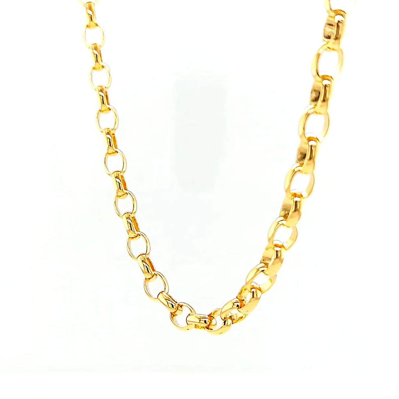 9ct Yellow Gold 55cm Oval Belcher Chain - Image 12