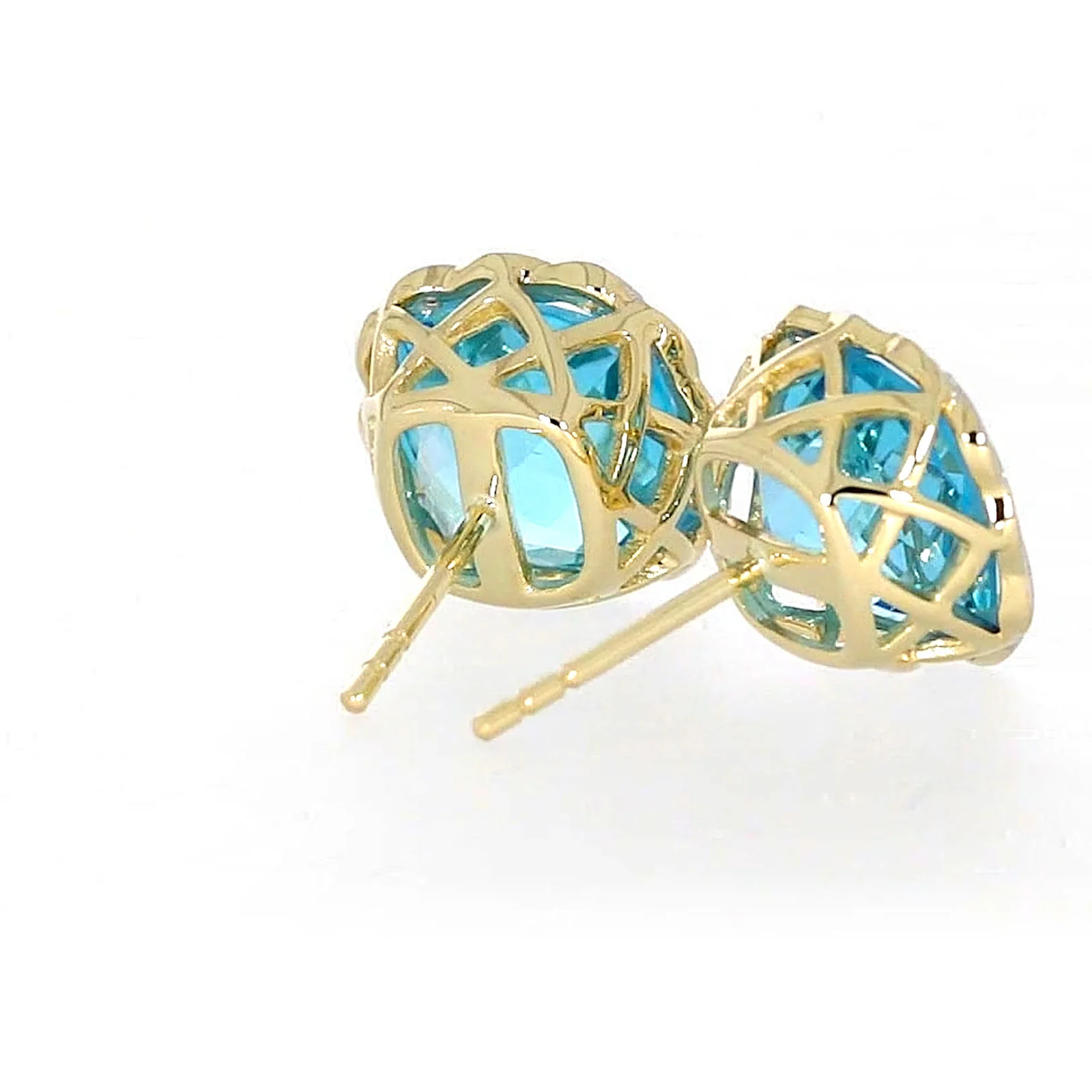 9ct Two Tone Gold Cushion & Round Brilliant Cut Blue Topaz & Diamond Set Stud Earrings - Image 47