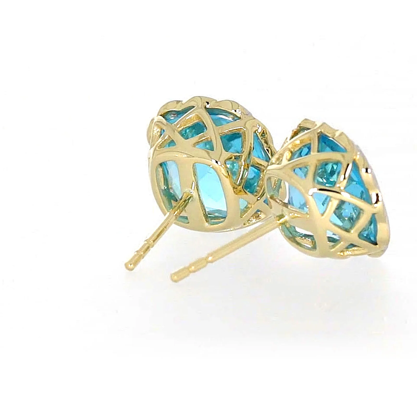 9ct Two Tone Gold Cushion & Round Brilliant Cut Blue Topaz & Diamond Set Stud Earrings - Image 48