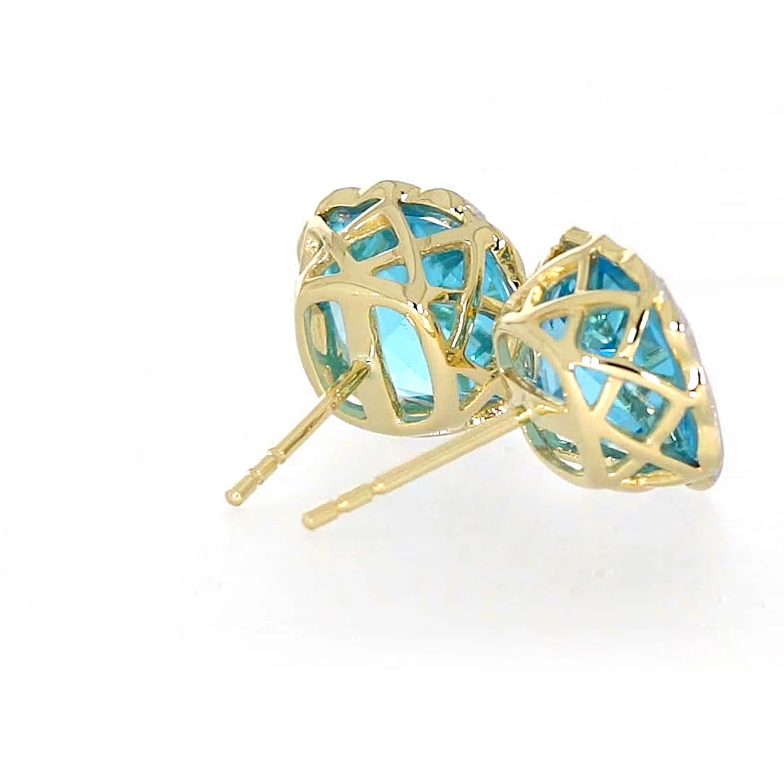 9ct Two Tone Gold Cushion & Round Brilliant Cut Blue Topaz & Diamond Set Stud Earrings - Image 49
