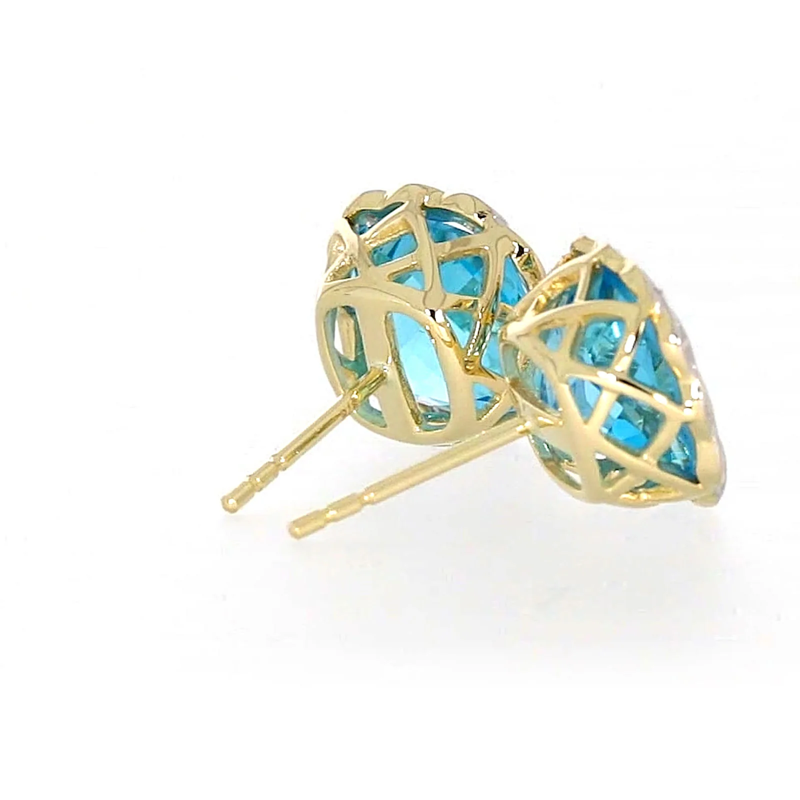 9ct Two Tone Gold Cushion & Round Brilliant Cut Blue Topaz & Diamond Set Stud Earrings - Image 50