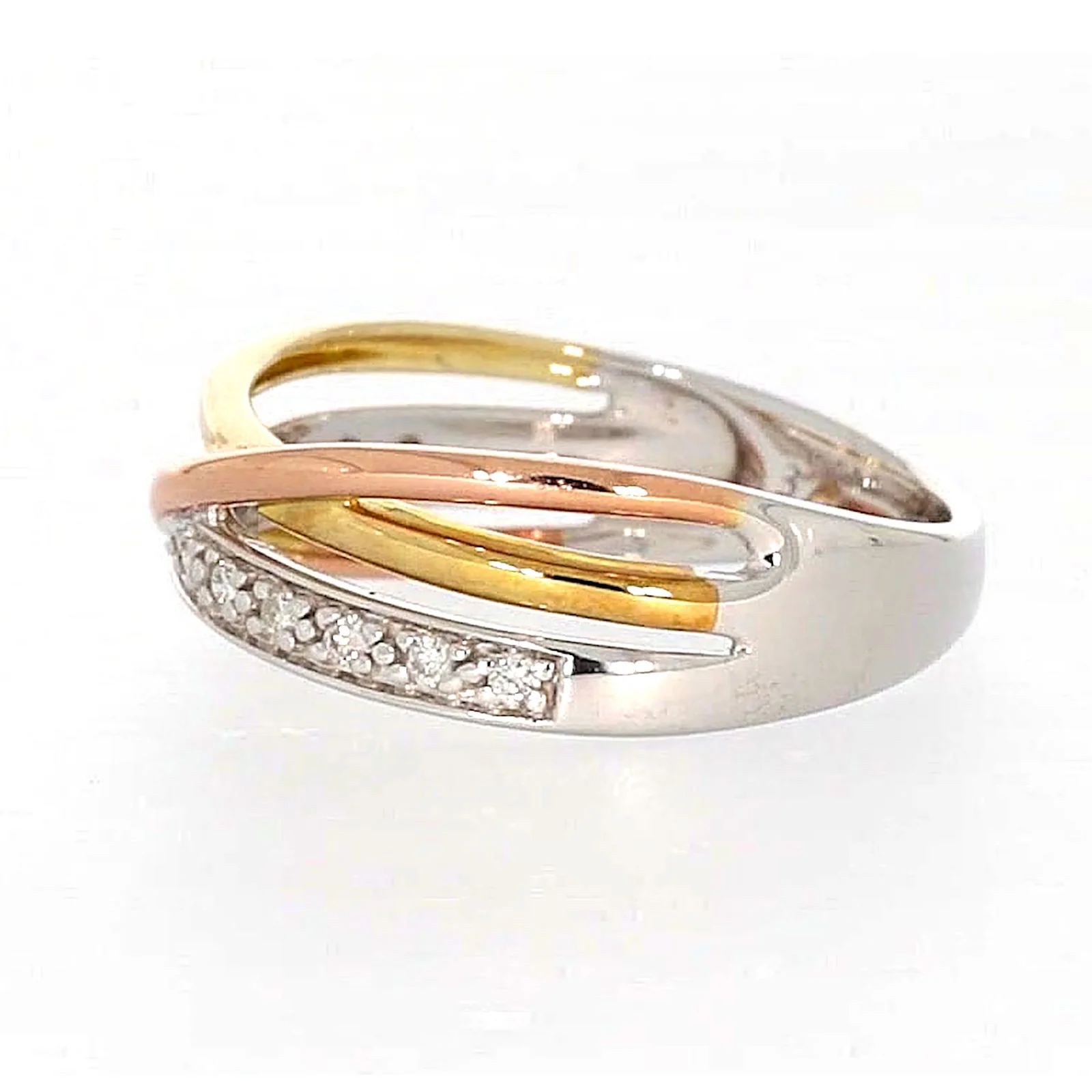 9ct Three Tone Gold Round Brilliant Cut with 0.07 CARAT tw of Diamonds Ring - Image 17