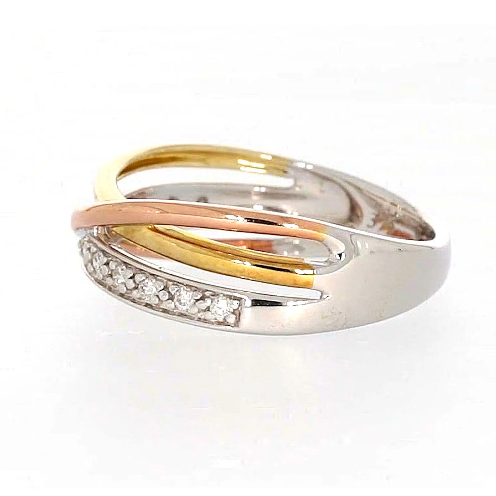 9ct Three Tone Gold Round Brilliant Cut with 0.07 CARAT tw of Diamonds Ring - Image 18