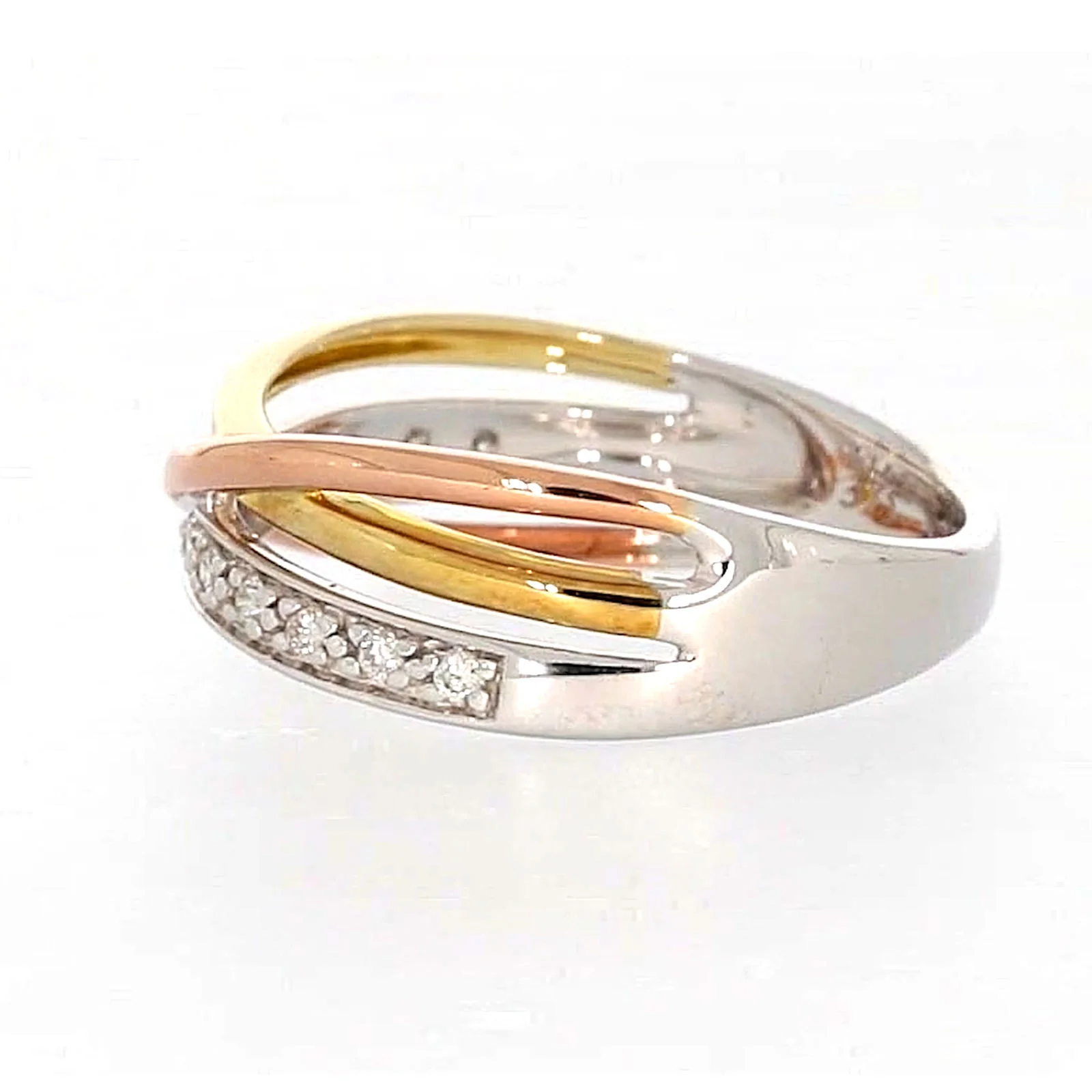 9ct Three Tone Gold Round Brilliant Cut with 0.07 CARAT tw of Diamonds Ring - Image 19
