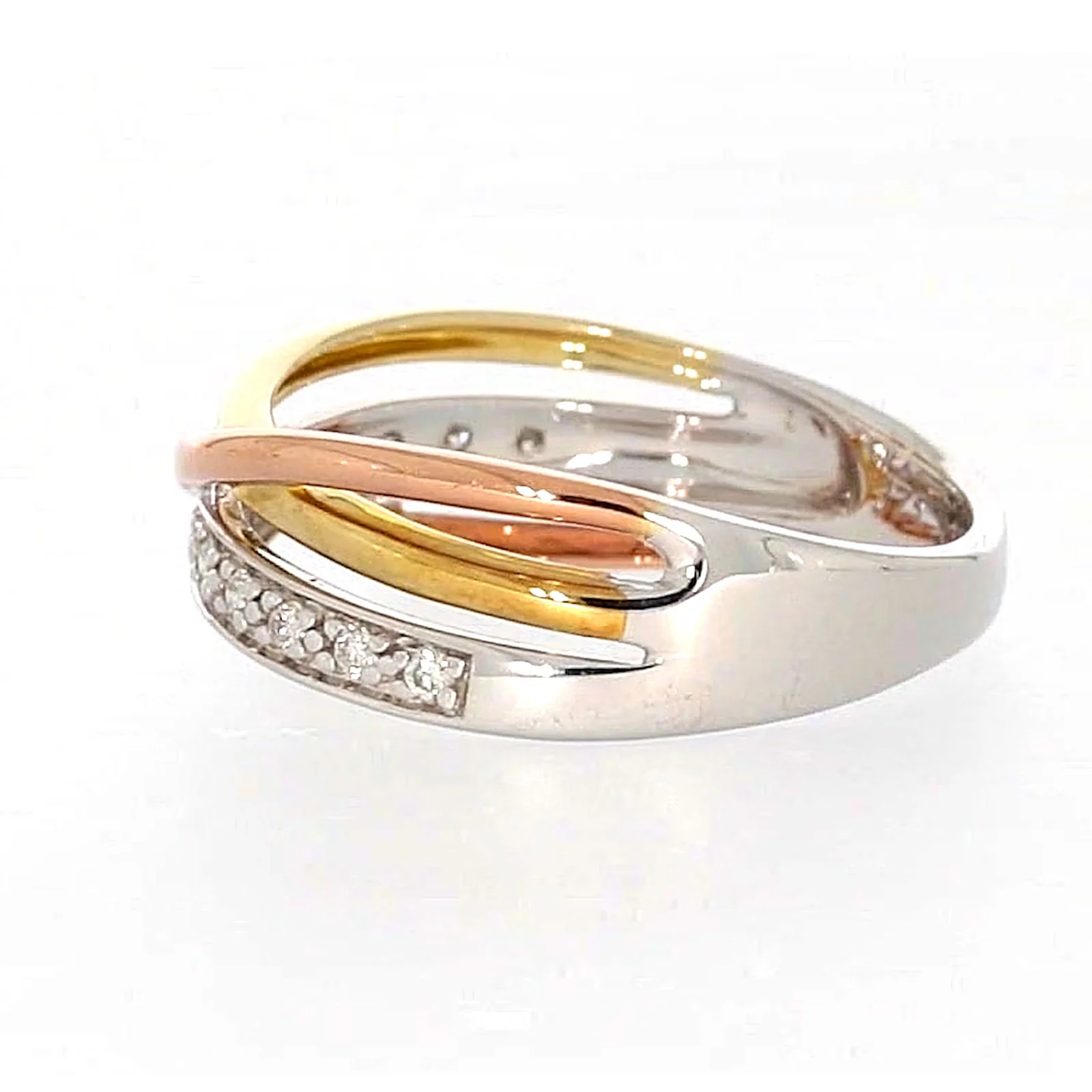 9ct Three Tone Gold Round Brilliant Cut with 0.07 CARAT tw of Diamonds Ring - Image 20