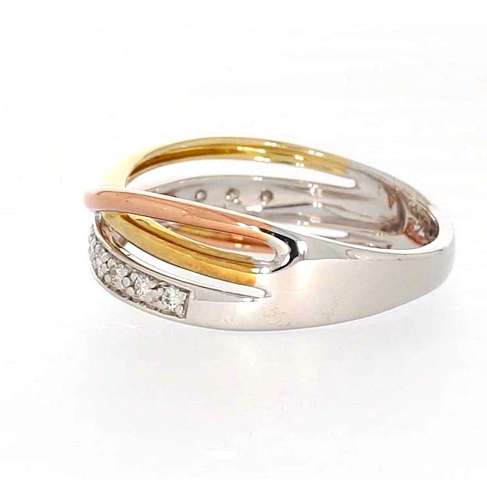 9ct Three Tone Gold Round Brilliant Cut with 0.07 CARAT tw of Diamonds Ring - Image 22