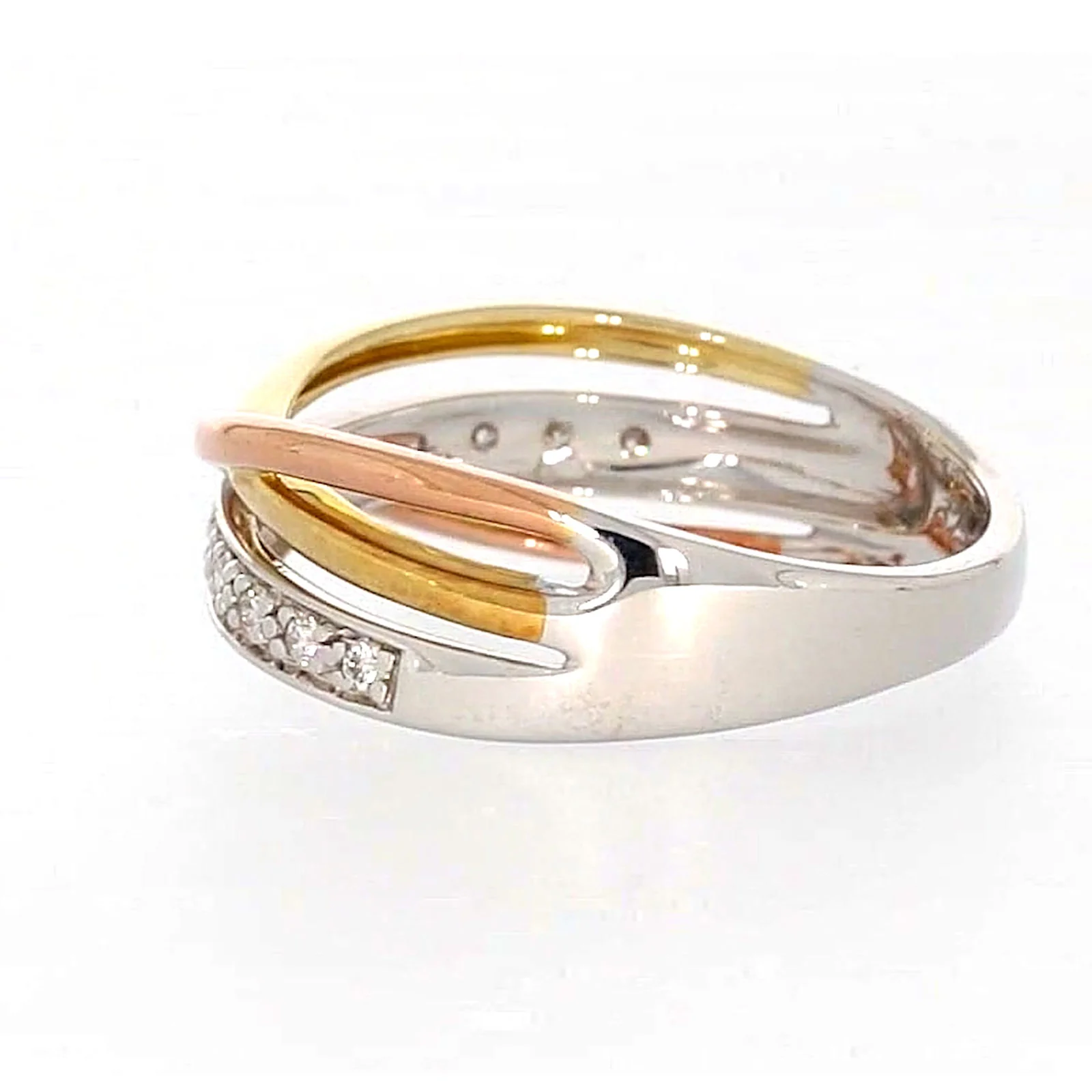 9ct Three Tone Gold Round Brilliant Cut with 0.07 CARAT tw of Diamonds Ring - Image 23