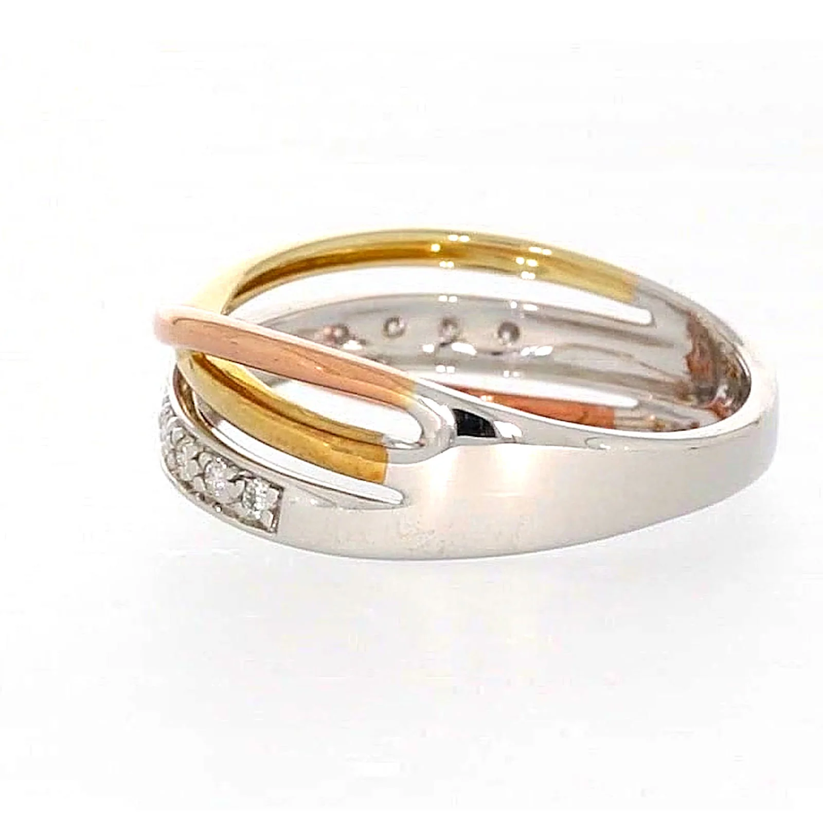 9ct Three Tone Gold Round Brilliant Cut with 0.07 CARAT tw of Diamonds Ring - Image 24