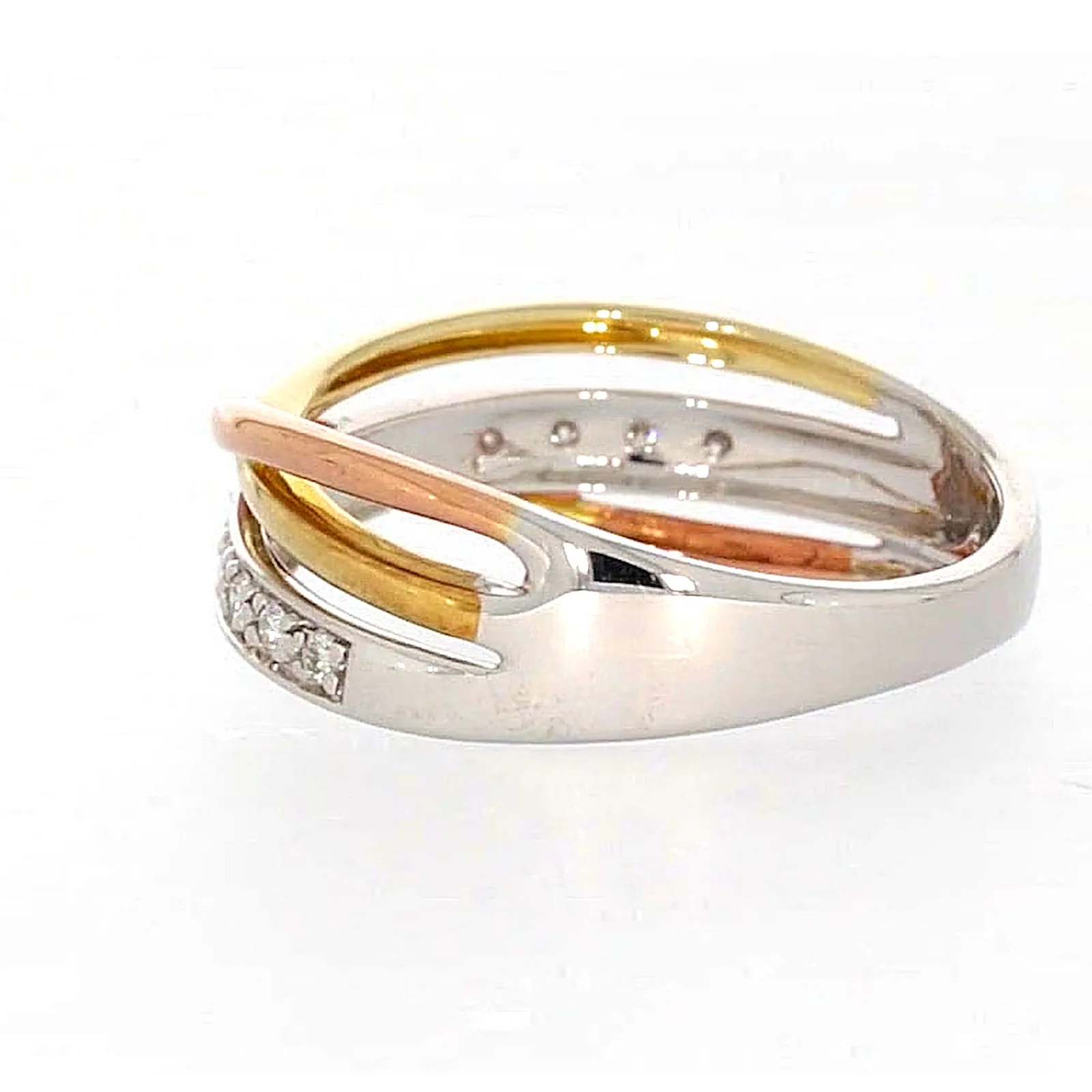 9ct Three Tone Gold Round Brilliant Cut with 0.07 CARAT tw of Diamonds Ring - Image 25