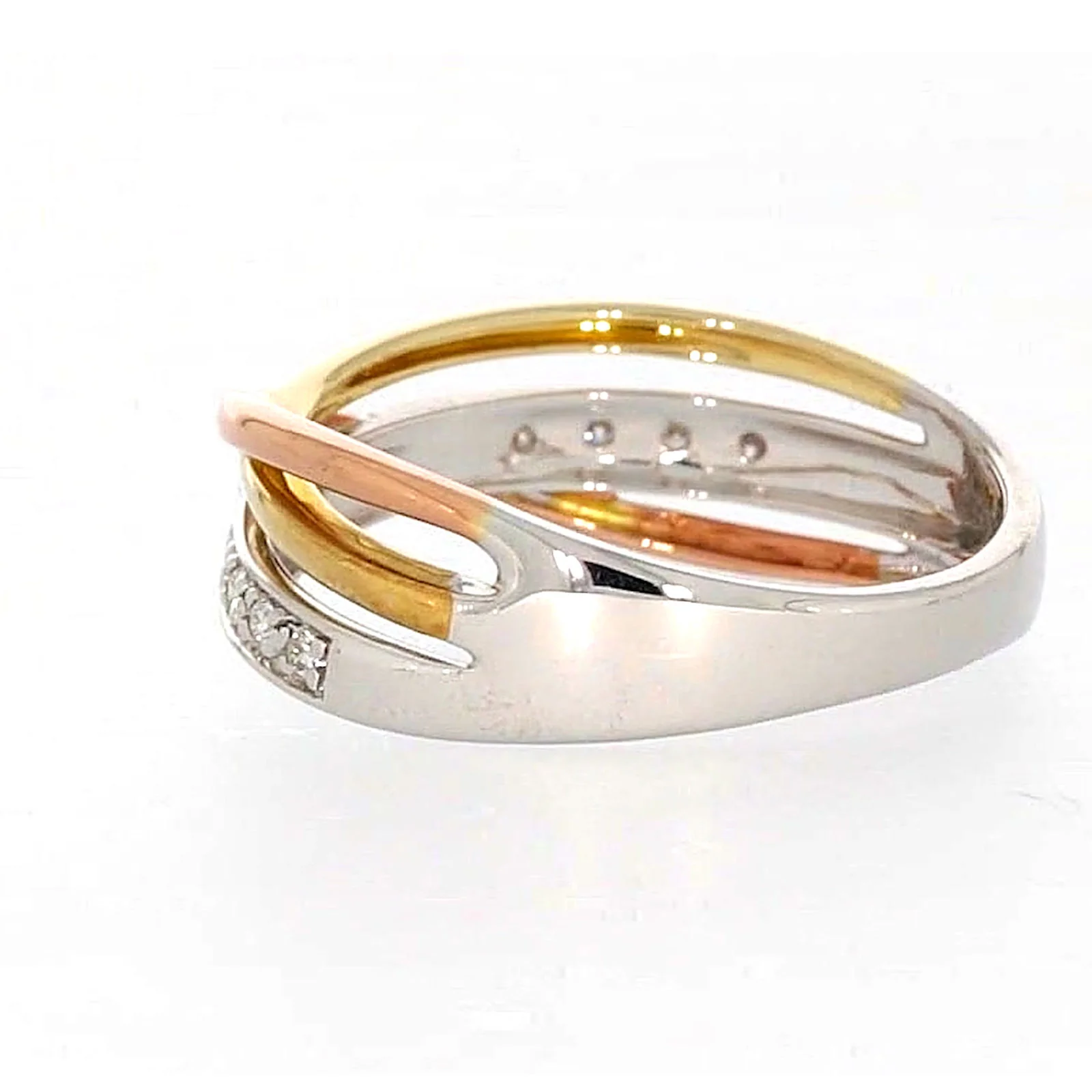 9ct Three Tone Gold Round Brilliant Cut with 0.07 CARAT tw of Diamonds Ring - Image 26