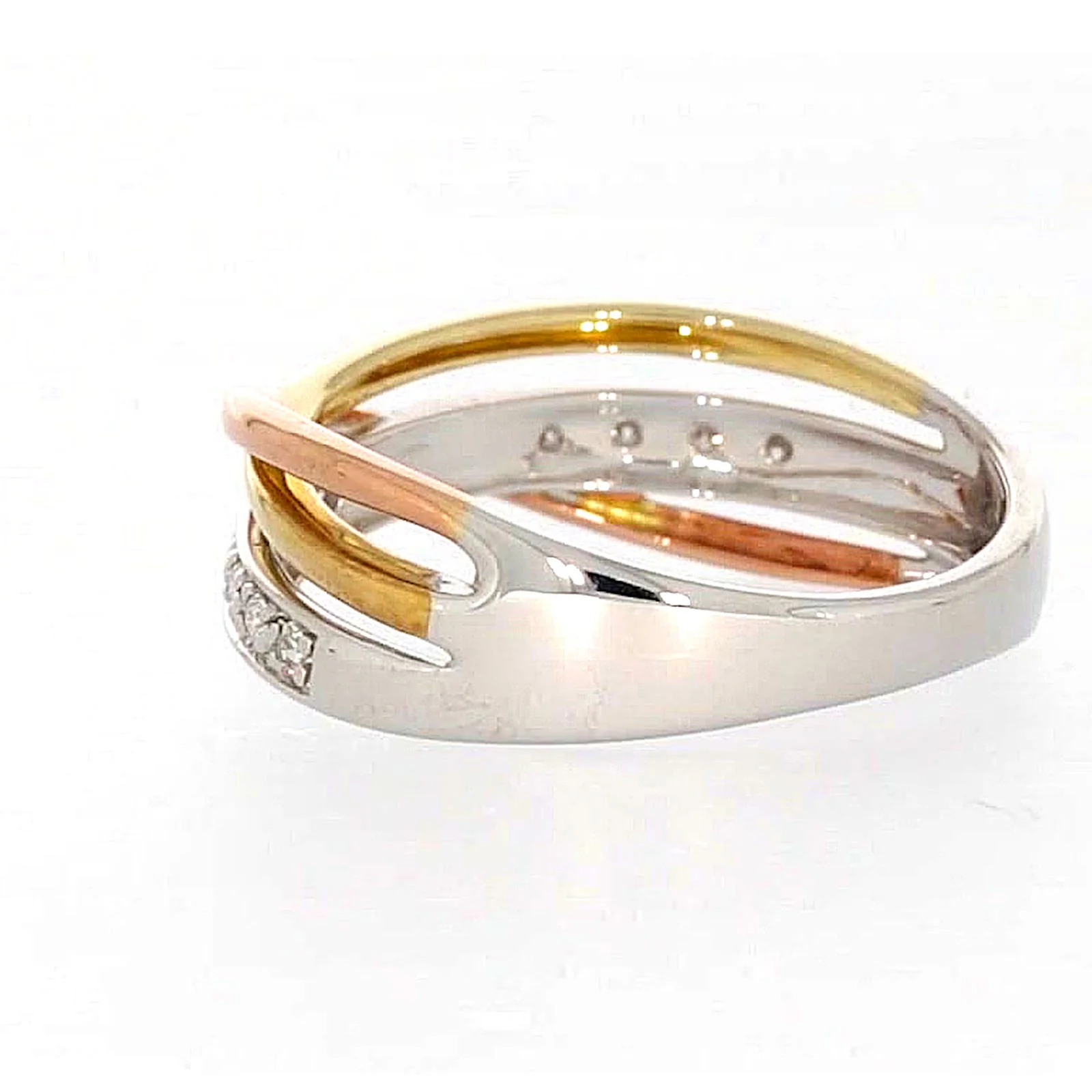 9ct Three Tone Gold Round Brilliant Cut with 0.07 CARAT tw of Diamonds Ring - Image 27