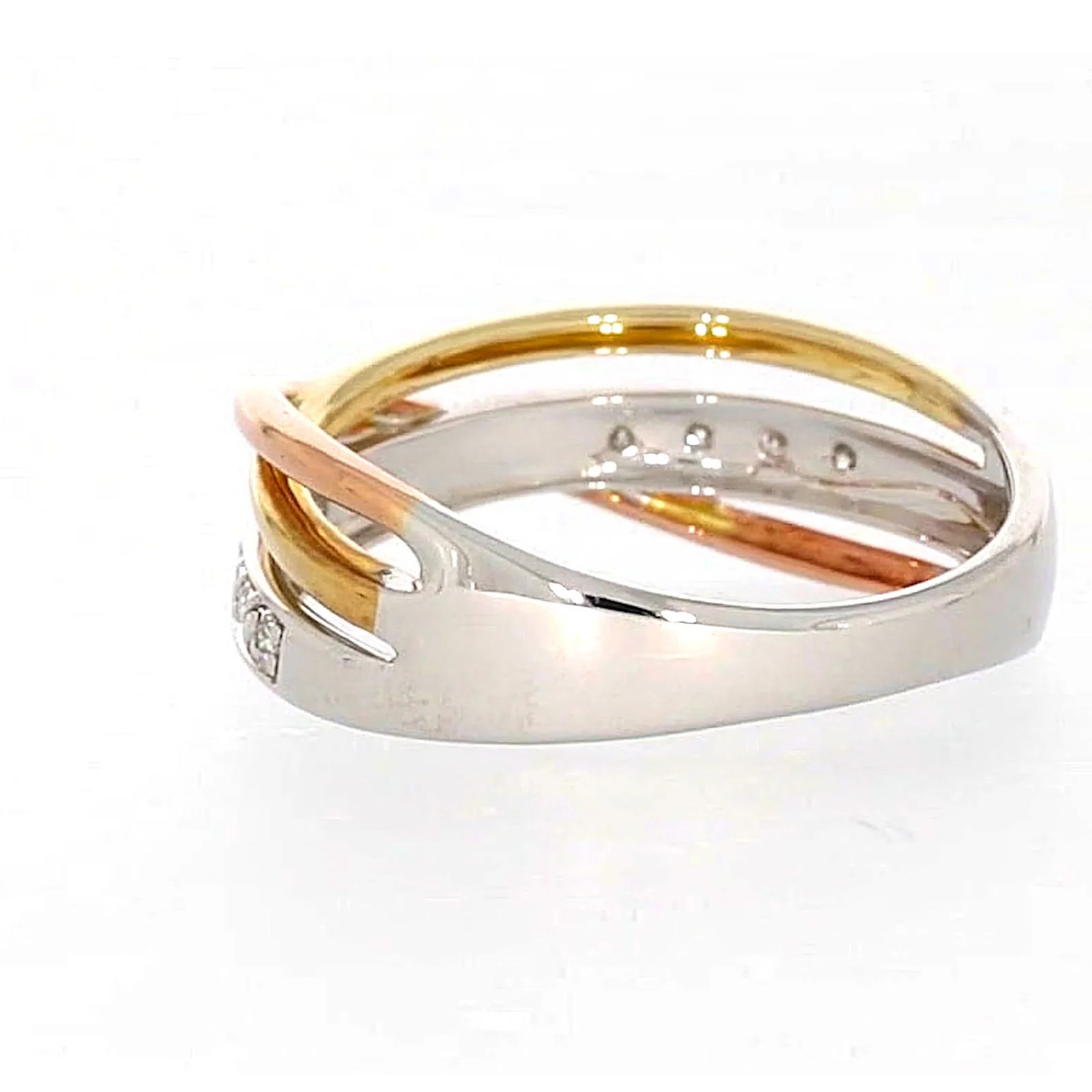 9ct Three Tone Gold Round Brilliant Cut with 0.07 CARAT tw of Diamonds Ring - Image 29