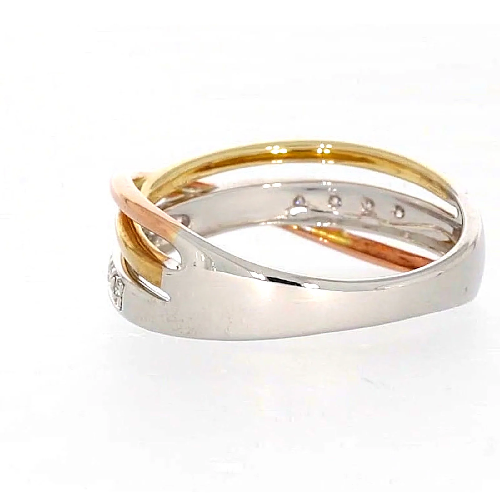 9ct Three Tone Gold Round Brilliant Cut with 0.07 CARAT tw of Diamonds Ring - Image 30