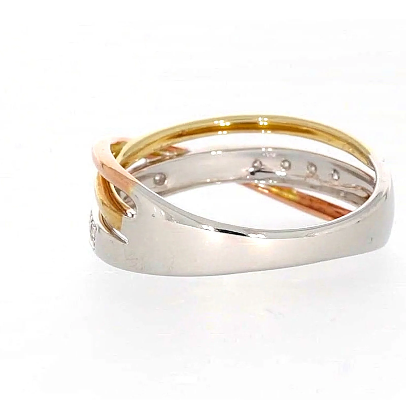 9ct Three Tone Gold Round Brilliant Cut with 0.07 CARAT tw of Diamonds Ring - Image 31
