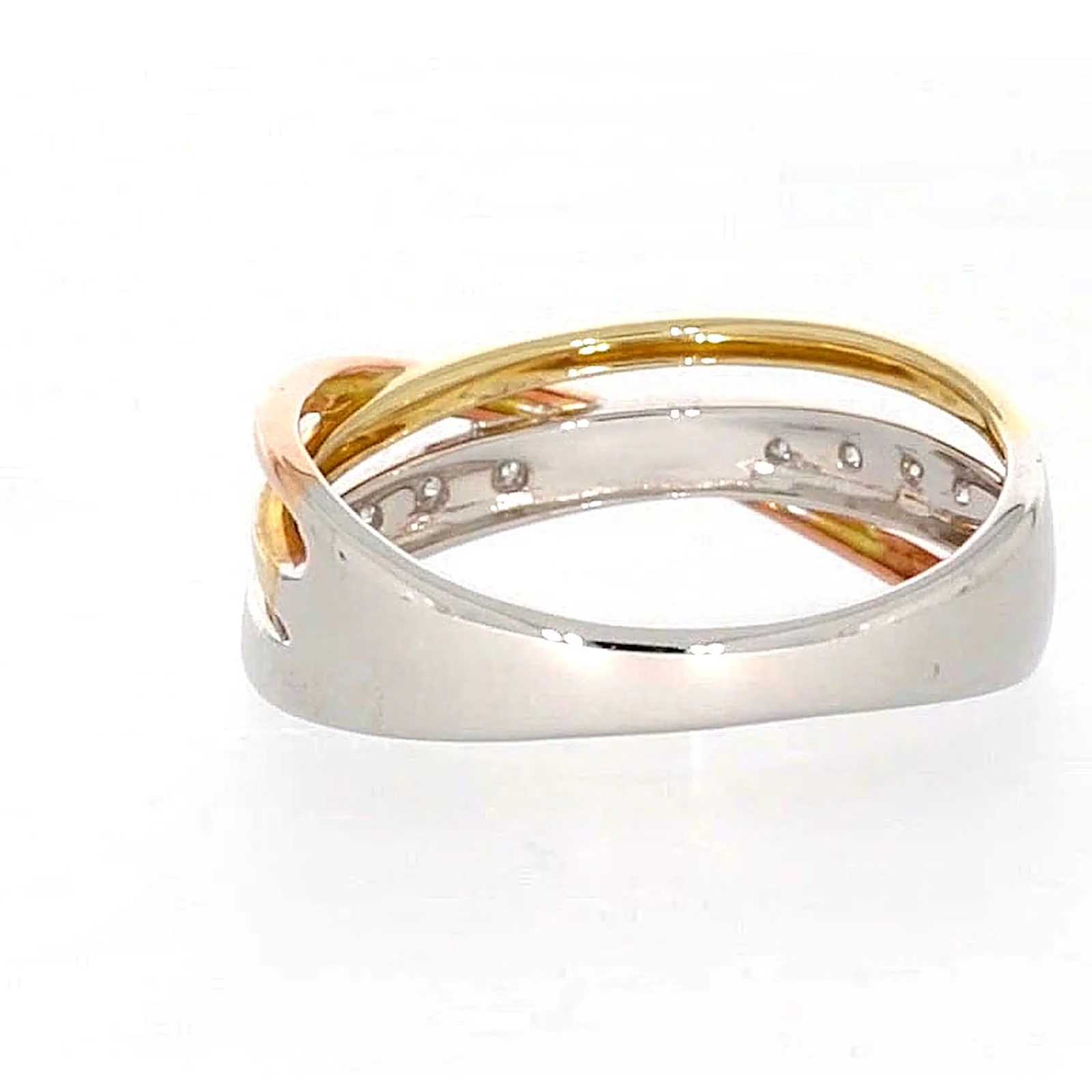 9ct Three Tone Gold Round Brilliant Cut with 0.07 CARAT tw of Diamonds Ring - Image 34