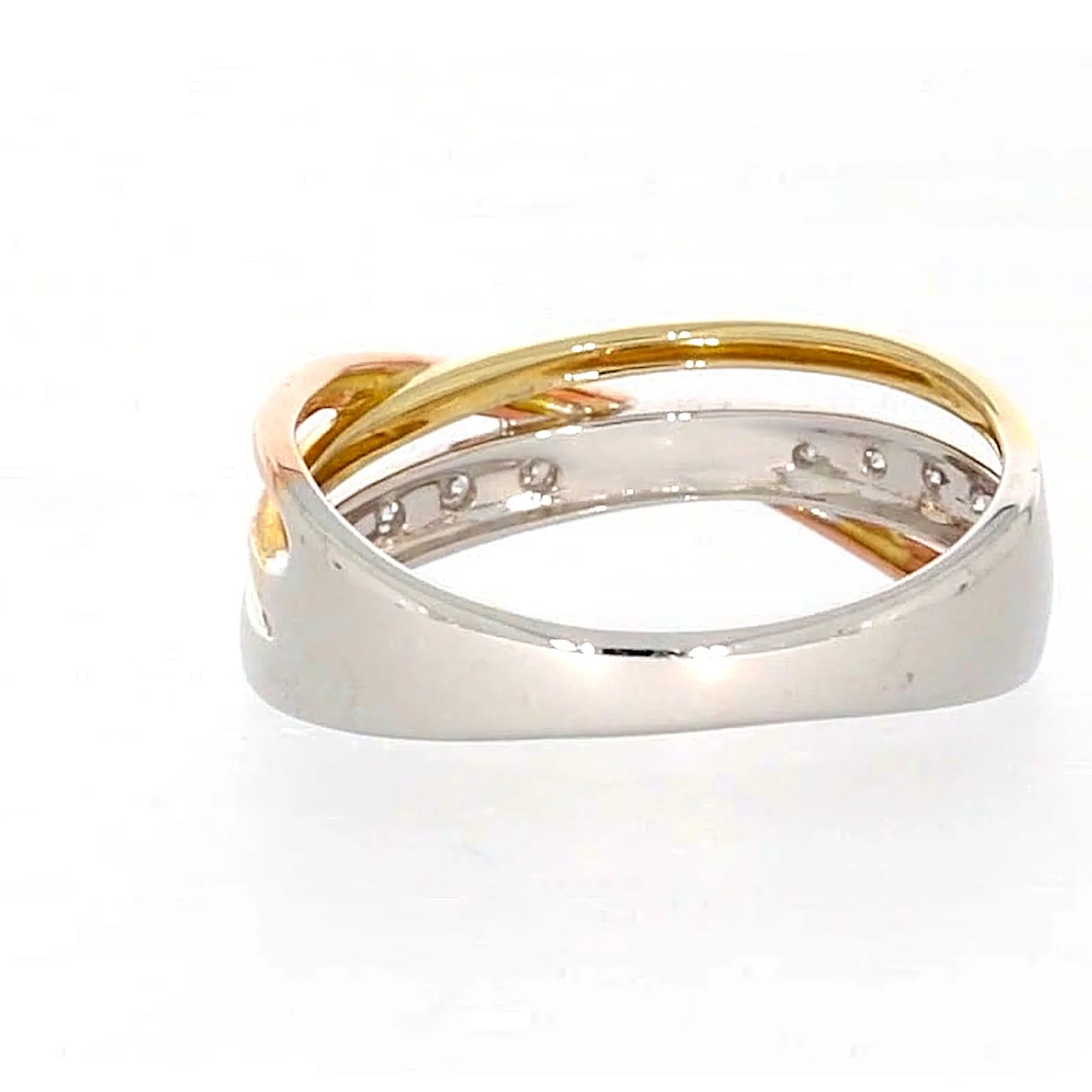 9ct Three Tone Gold Round Brilliant Cut with 0.07 CARAT tw of Diamonds Ring - Image 35