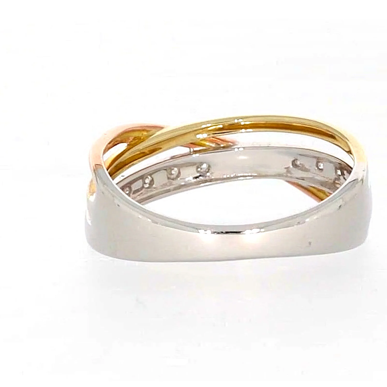 9ct Three Tone Gold Round Brilliant Cut with 0.07 CARAT tw of Diamonds Ring - Image 36