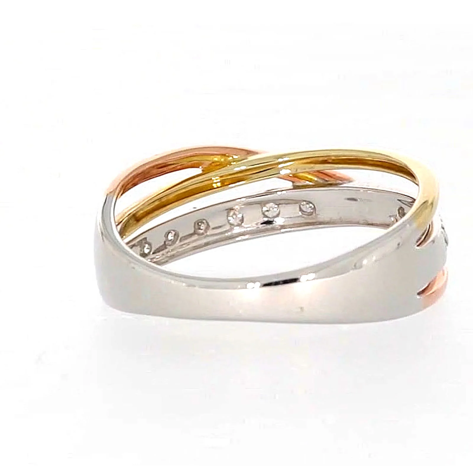 9ct Three Tone Gold Round Brilliant Cut with 0.07 CARAT tw of Diamonds Ring - Image 41