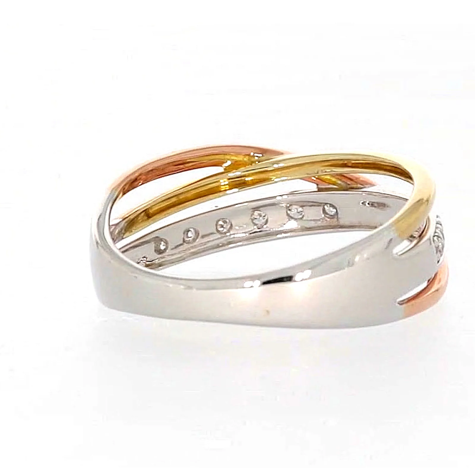 9ct Three Tone Gold Round Brilliant Cut with 0.07 CARAT tw of Diamonds Ring - Image 43