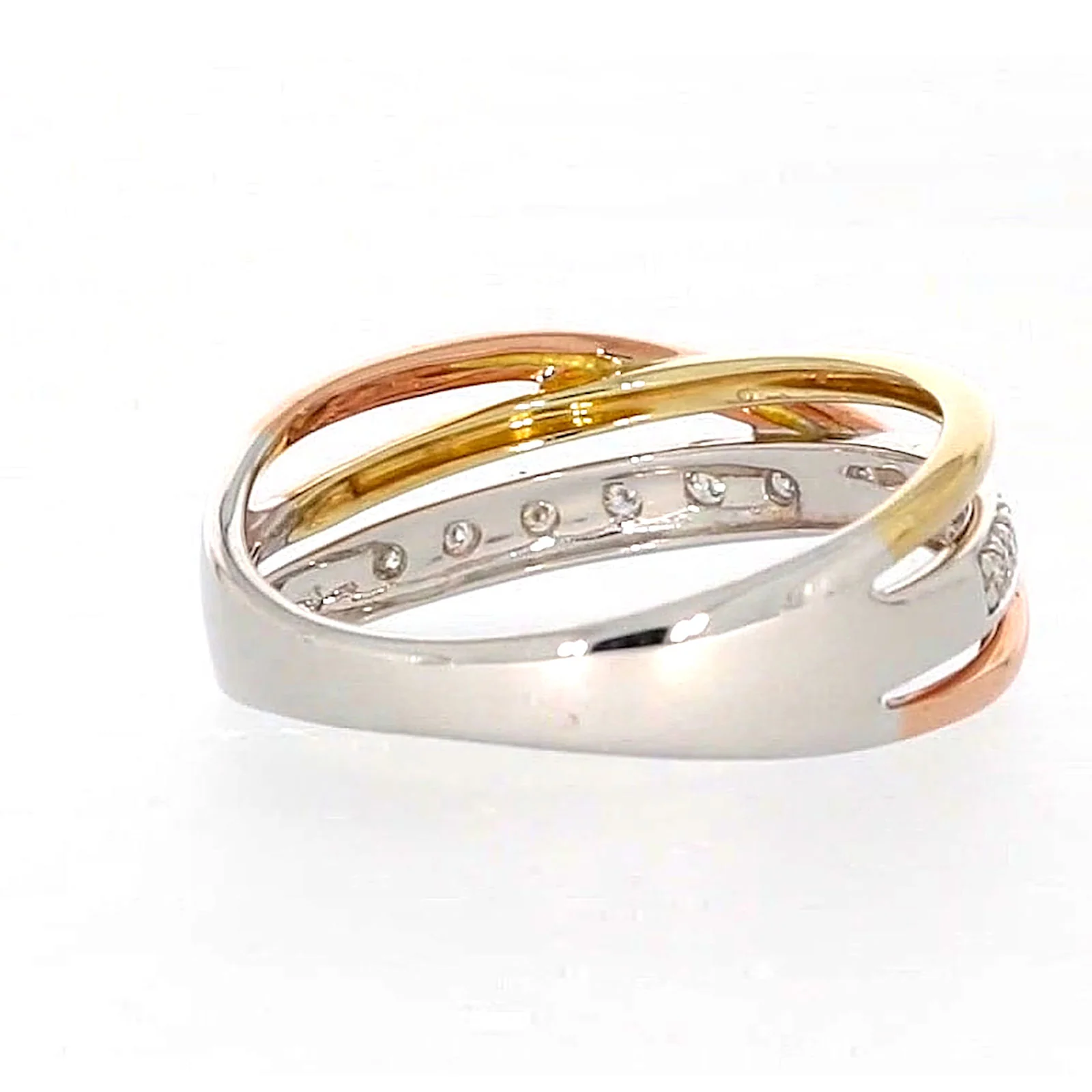 9ct Three Tone Gold Round Brilliant Cut with 0.07 CARAT tw of Diamonds Ring - Image 44