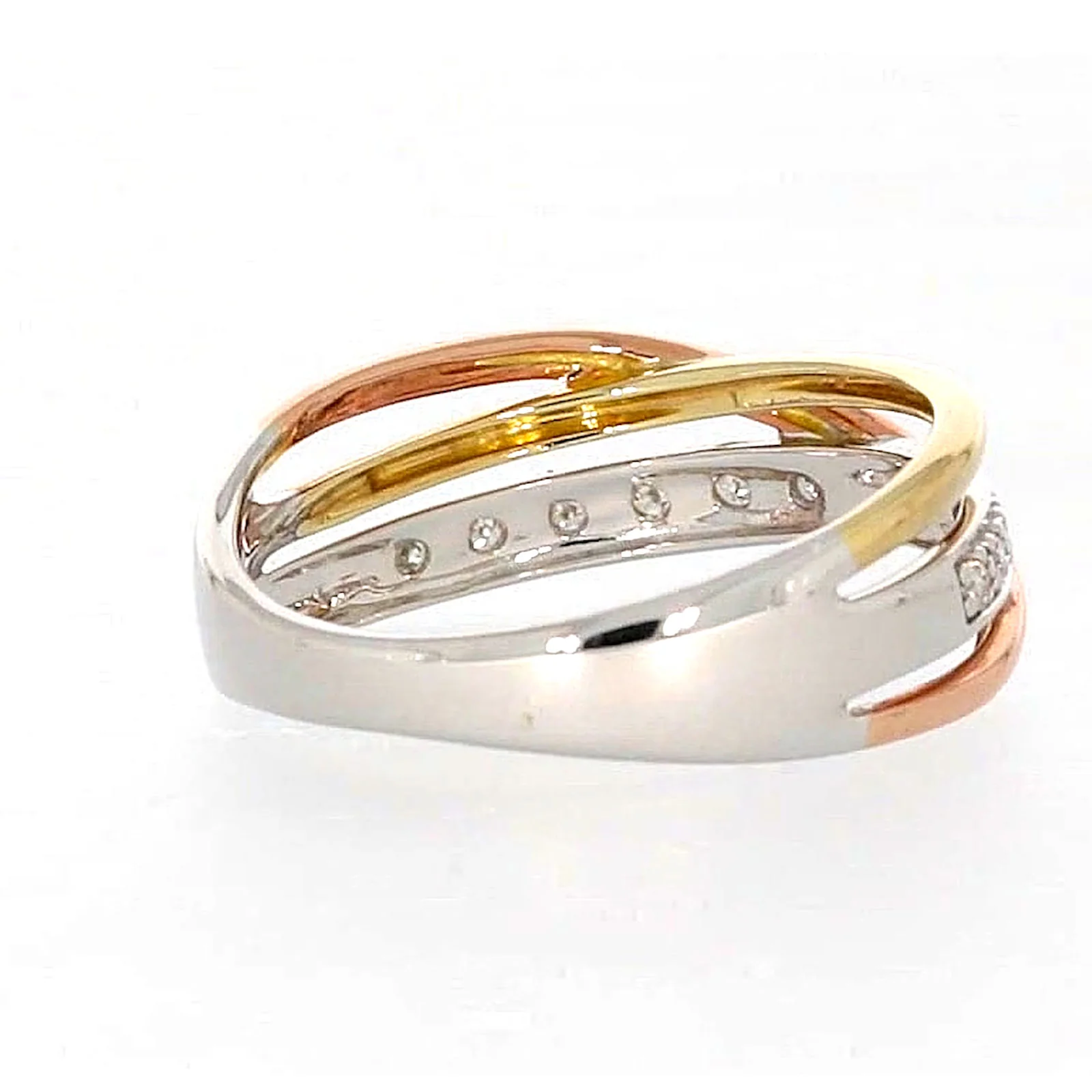 9ct Three Tone Gold Round Brilliant Cut with 0.07 CARAT tw of Diamonds Ring - Image 45