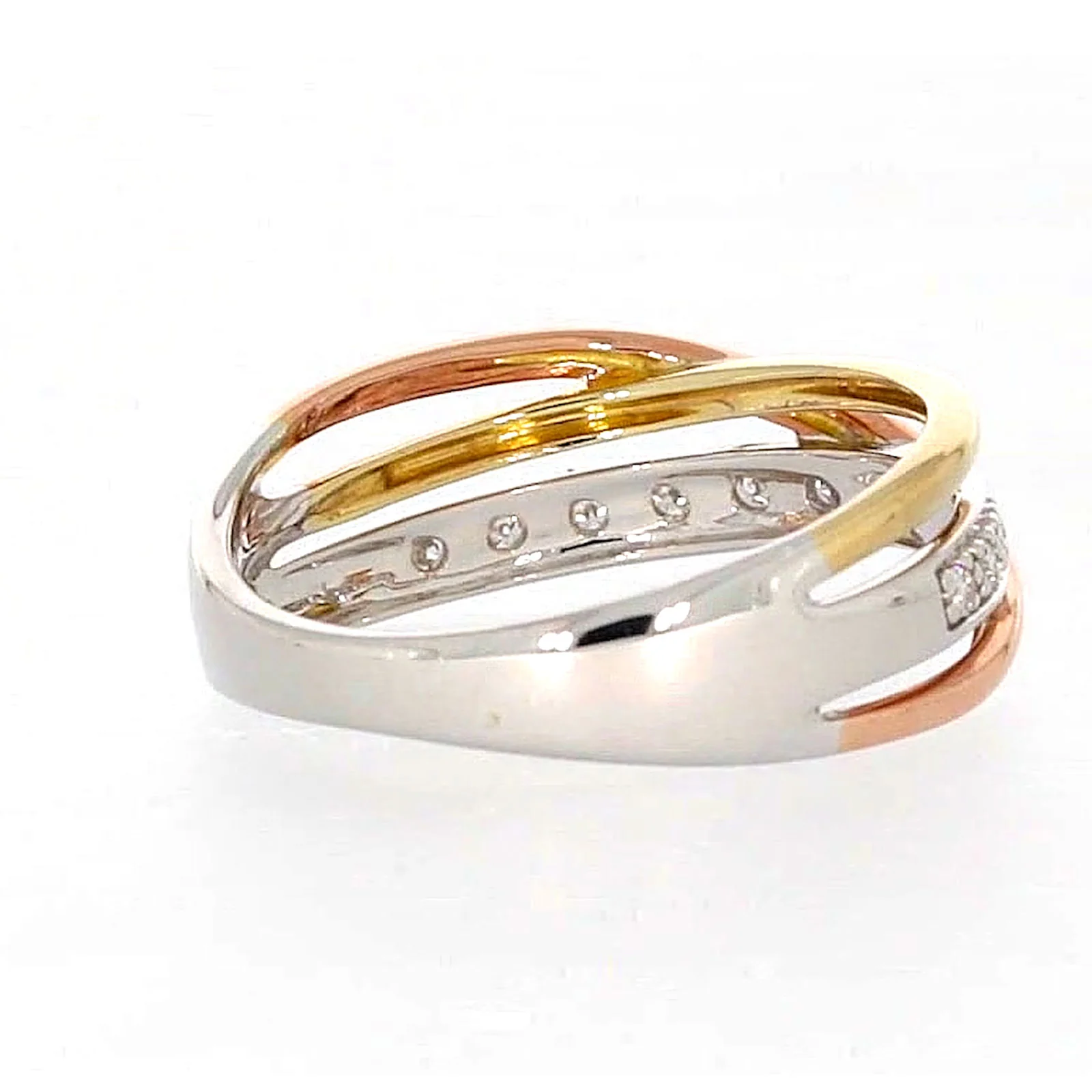9ct Three Tone Gold Round Brilliant Cut with 0.07 CARAT tw of Diamonds Ring - Image 46