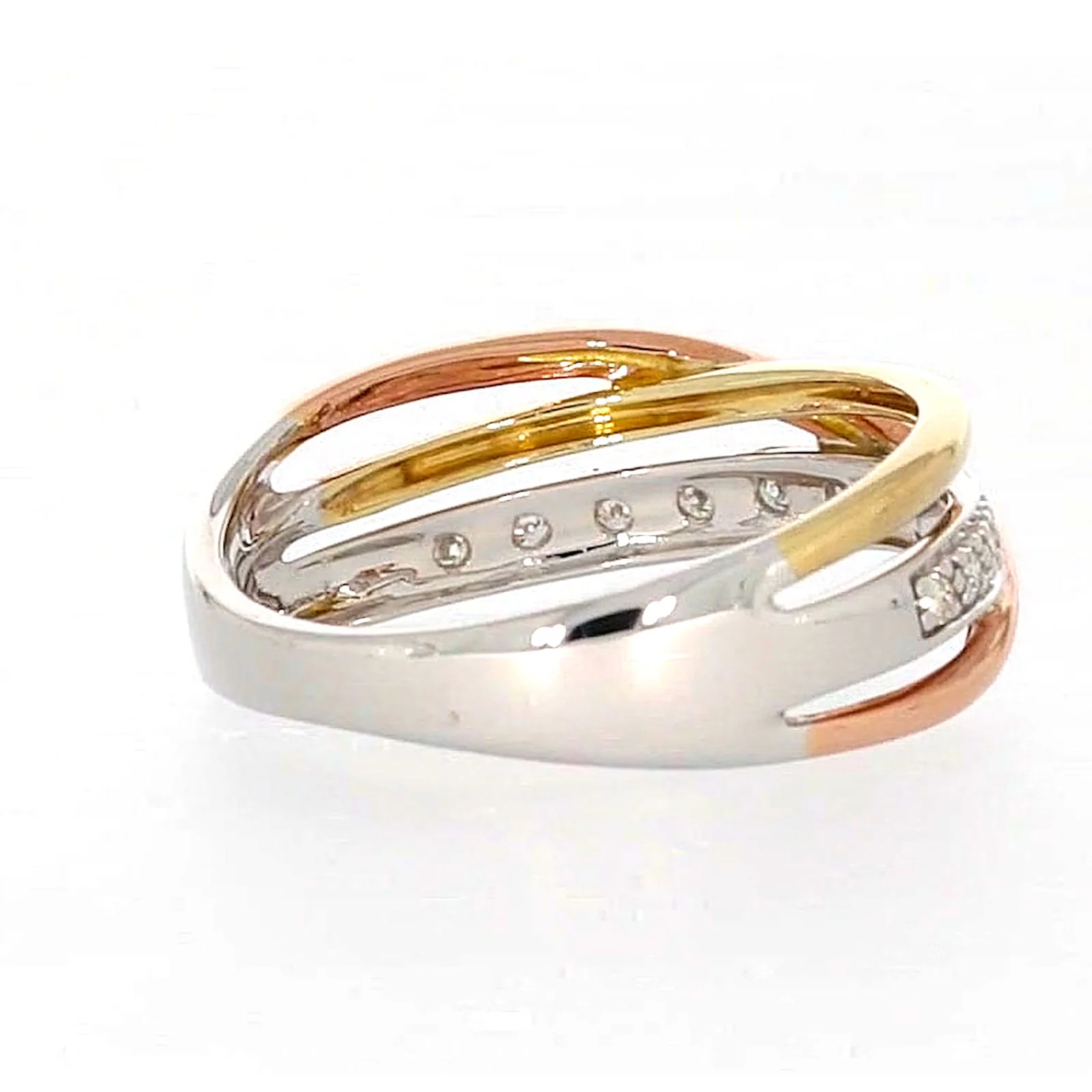 9ct Three Tone Gold Round Brilliant Cut with 0.07 CARAT tw of Diamonds Ring - Image 47