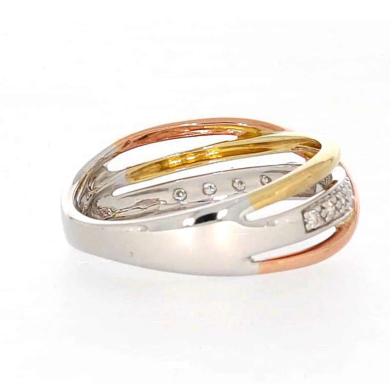 9ct Three Tone Gold Round Brilliant Cut with 0.07 CARAT tw of Diamonds Ring - Image 49