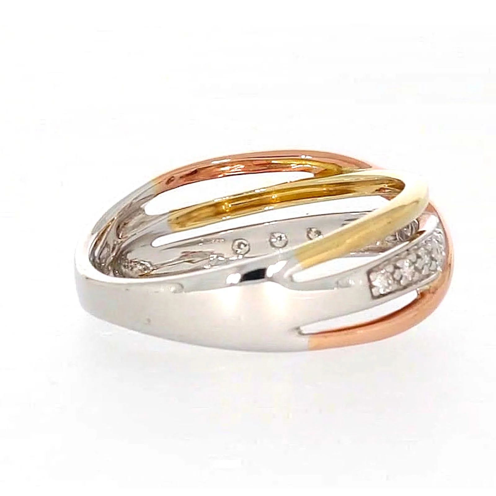 9ct Three Tone Gold Round Brilliant Cut with 0.07 CARAT tw of Diamonds Ring - Image 50