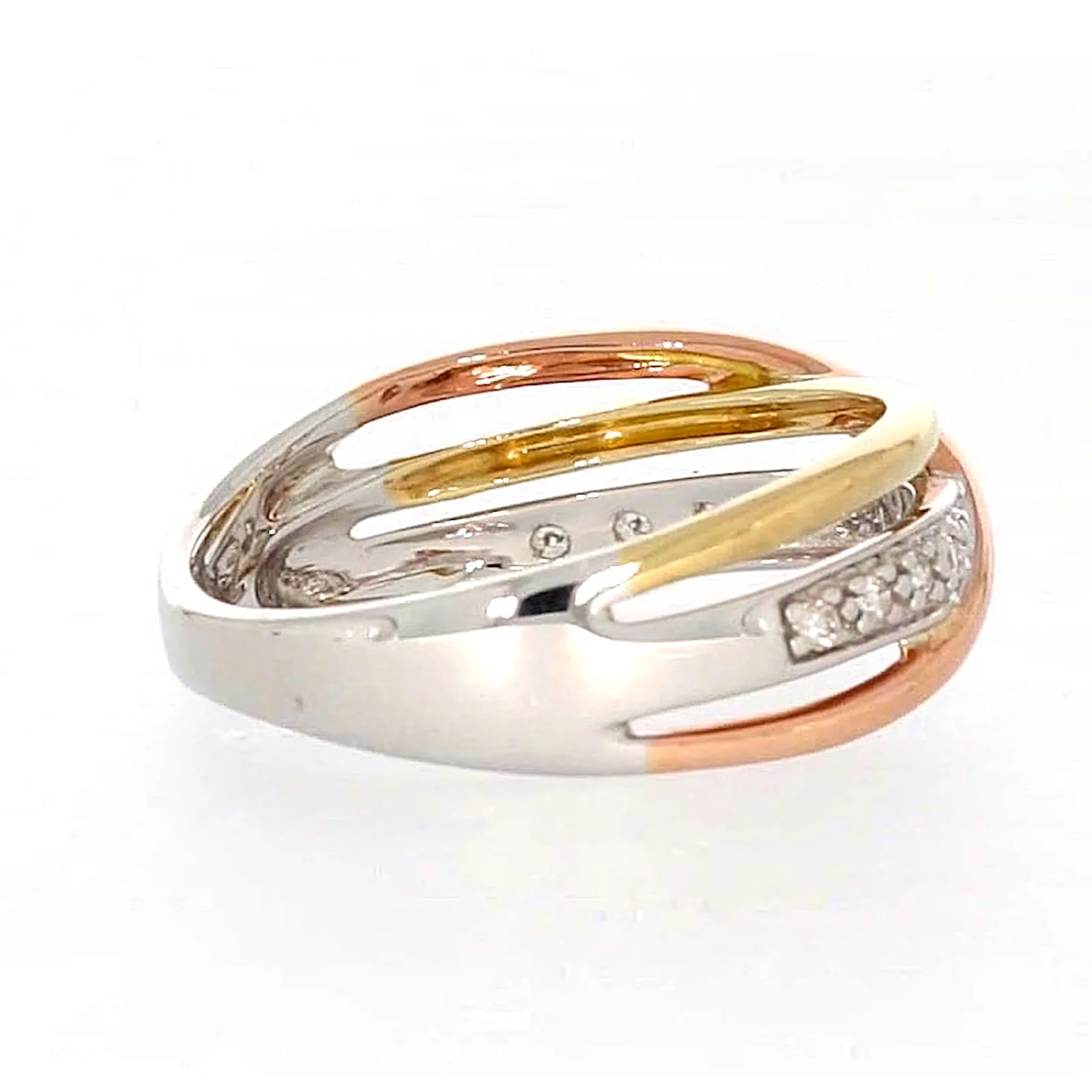 9ct Three Tone Gold Round Brilliant Cut with 0.07 CARAT tw of Diamonds Ring - Image 51