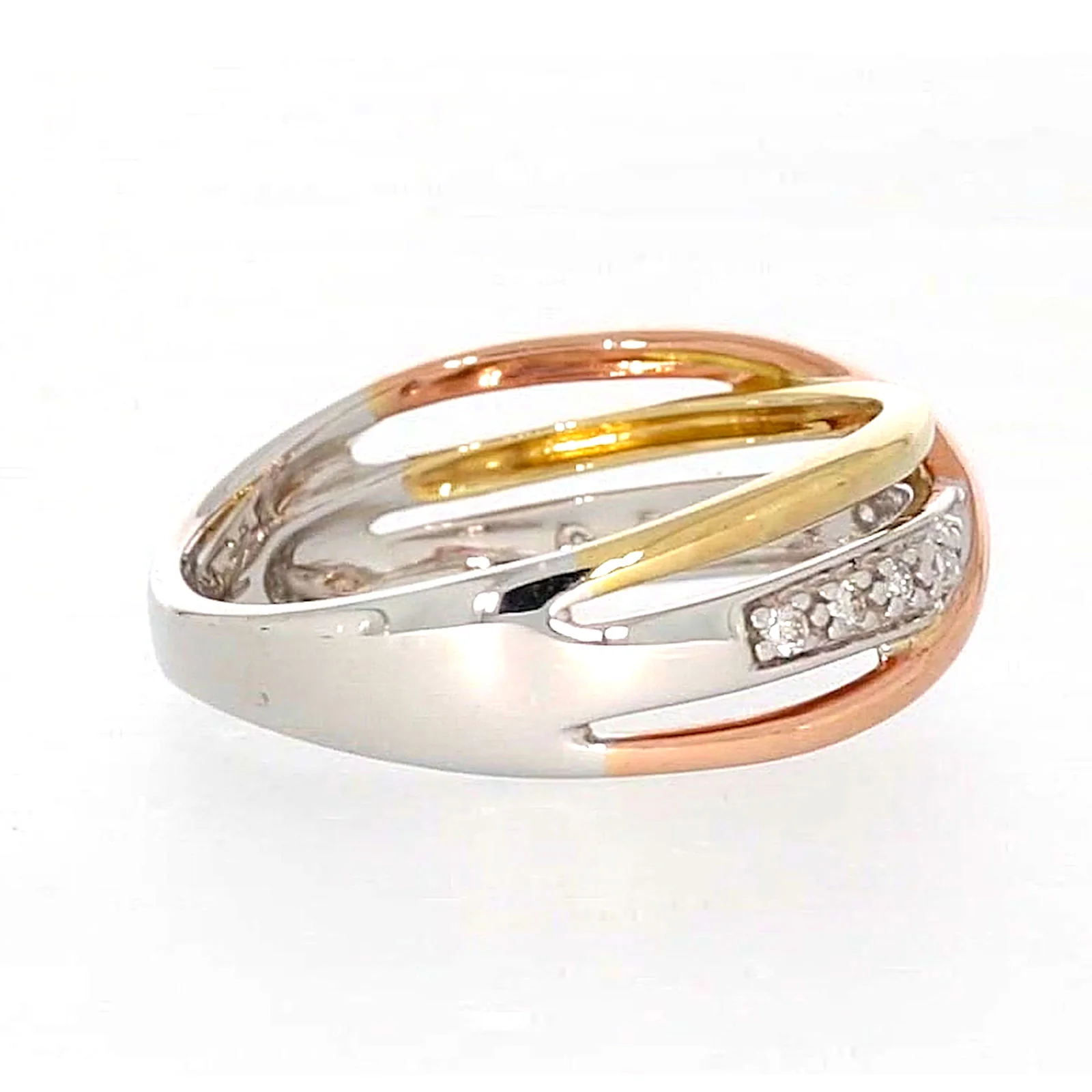 9ct Three Tone Gold Round Brilliant Cut with 0.07 CARAT tw of Diamonds Ring - Image 52