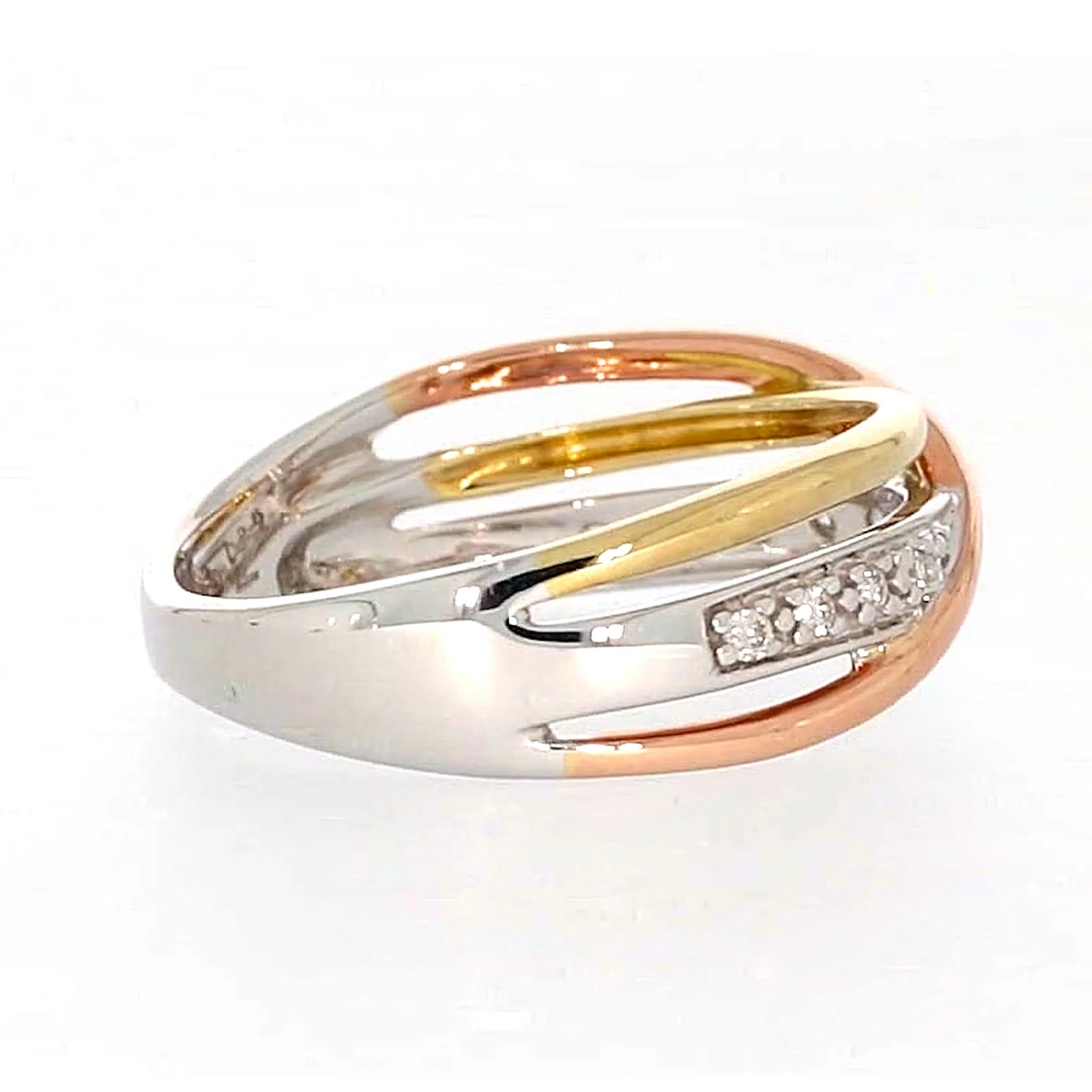 9ct Three Tone Gold Round Brilliant Cut with 0.07 CARAT tw of Diamonds Ring - Image 53