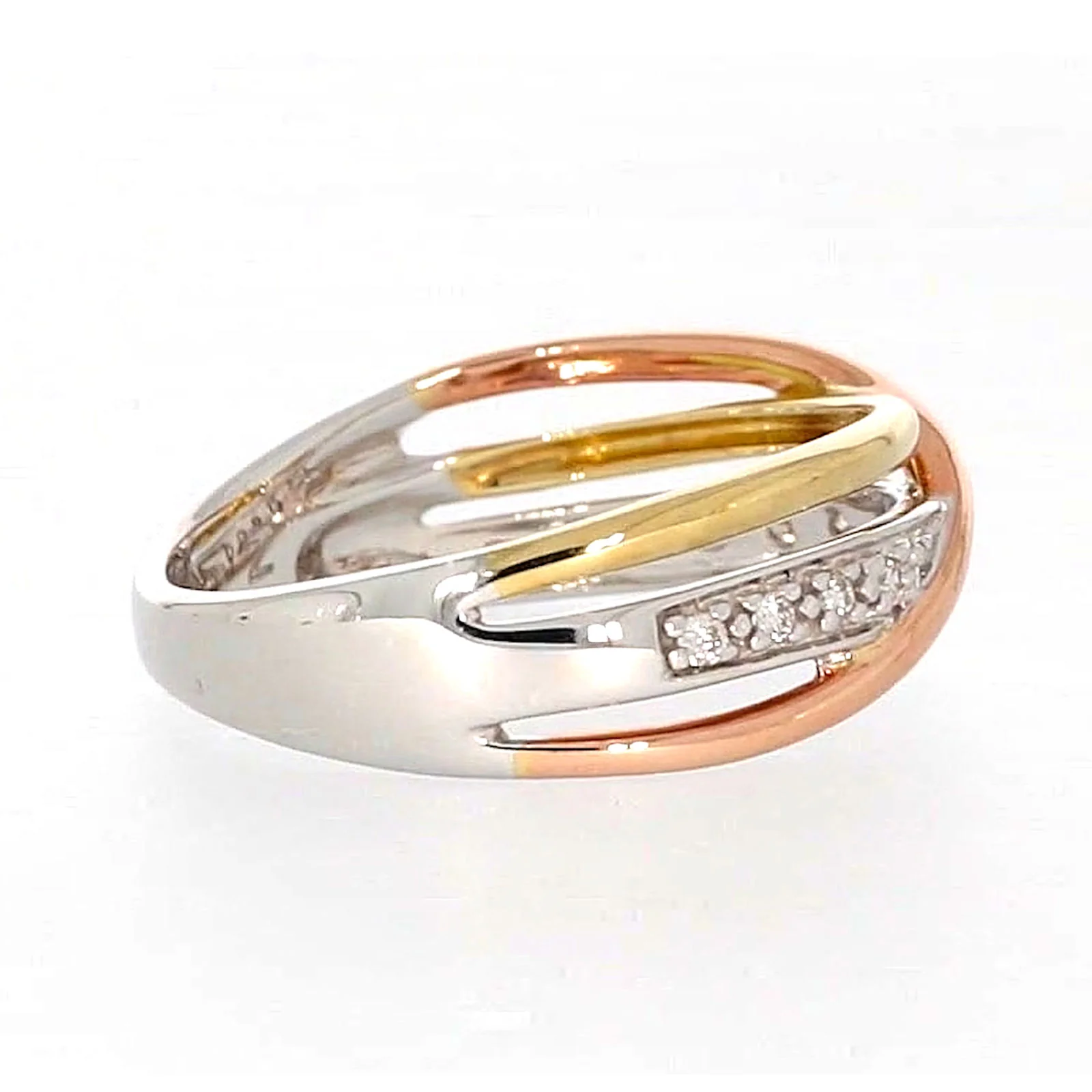 9ct Three Tone Gold Round Brilliant Cut with 0.07 CARAT tw of Diamonds Ring - Image 54